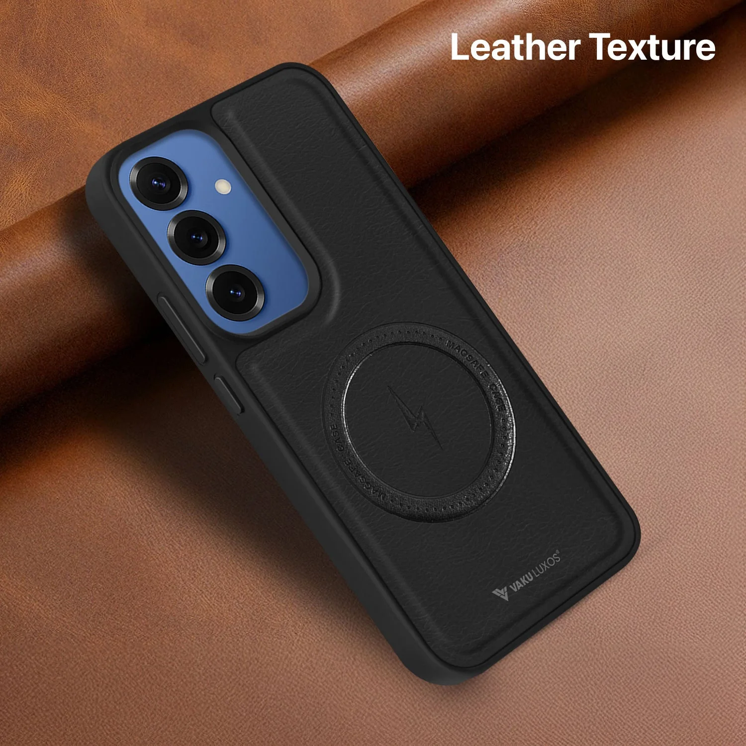 Vaku ® Samsung Galaxy S25 Maxtron Leather Stitched Magnetic Magsafe Non-Slip Grip Shockproof Back Cover - Image 9