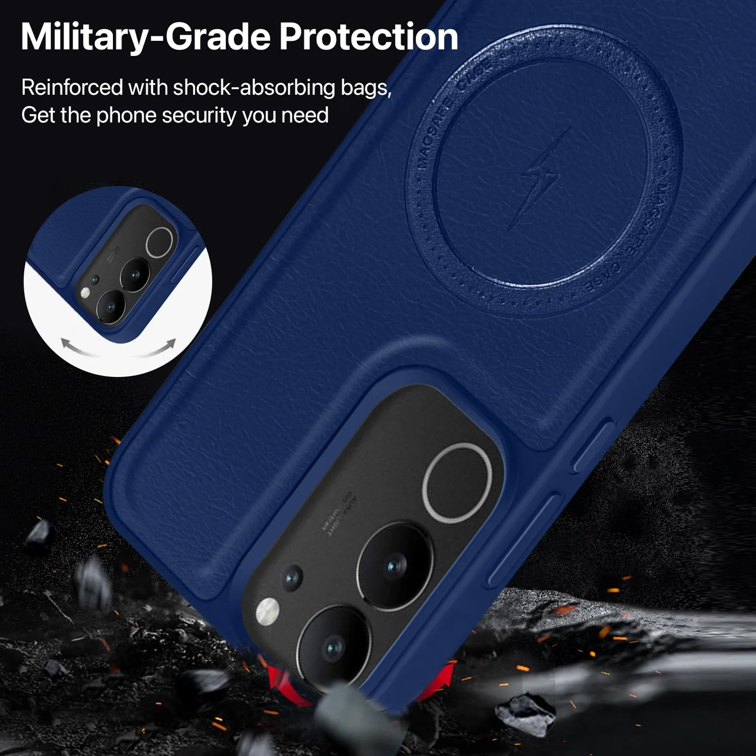Vaku ® Vivo V29 5G Maxtron Leather Stitched Magnetic Magsafe Non-Slip Grip Shockproof Back Cover - Image 4