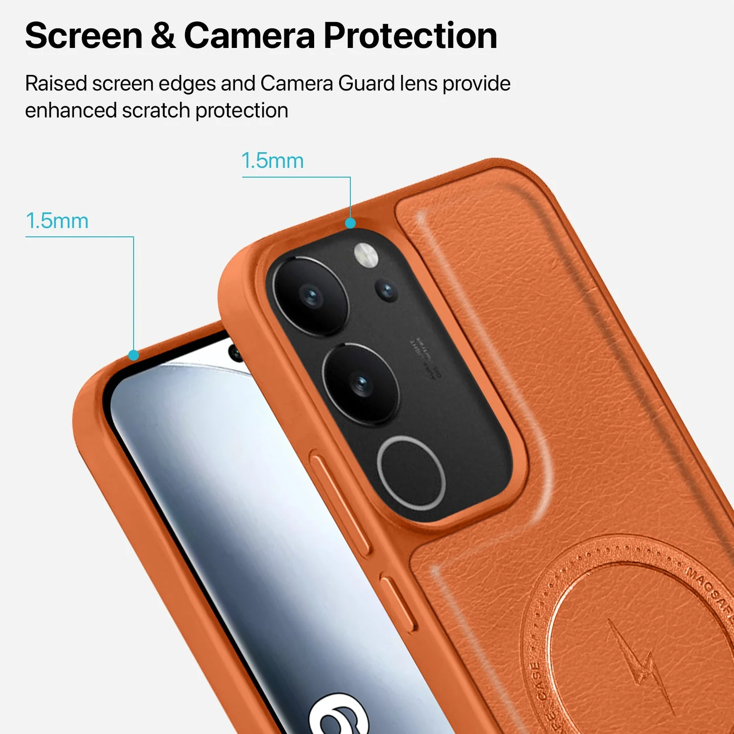 Vaku ® Vivo V29 5G Maxtron Leather Stitched Magnetic Magsafe Non-Slip Grip Shockproof Back Cover - Image 5