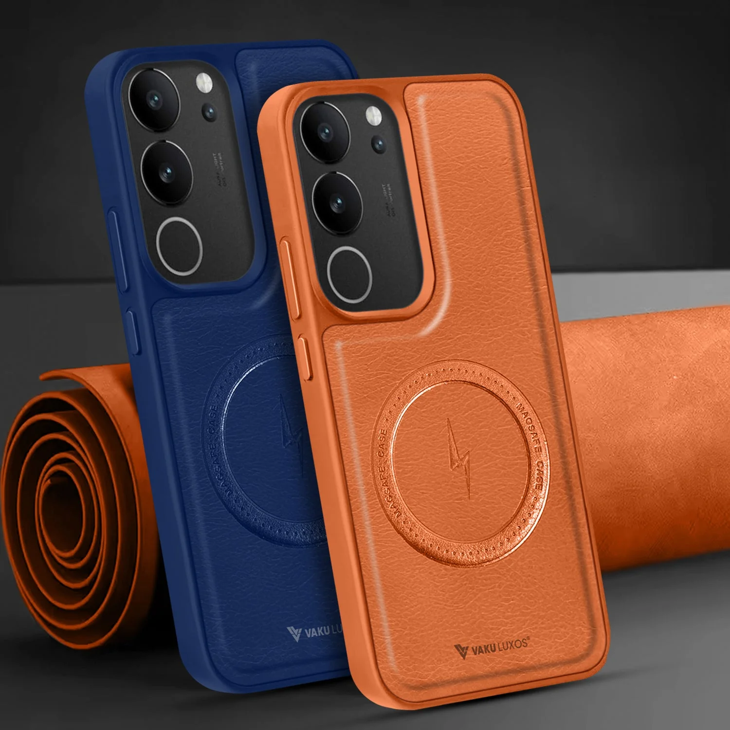 Vaku ® Vivo V29 5G Maxtron Leather Stitched Magnetic Magsafe Non-Slip Grip Shockproof Back Cover - Image 7