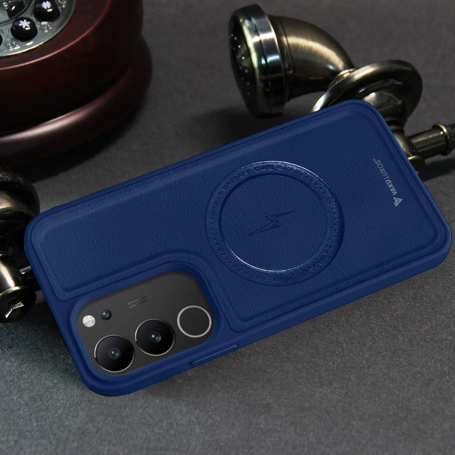 Vaku ® Vivo V29 5G Maxtron Leather Stitched Magnetic Magsafe Non-Slip Grip Shockproof Back Cover - Image 8
