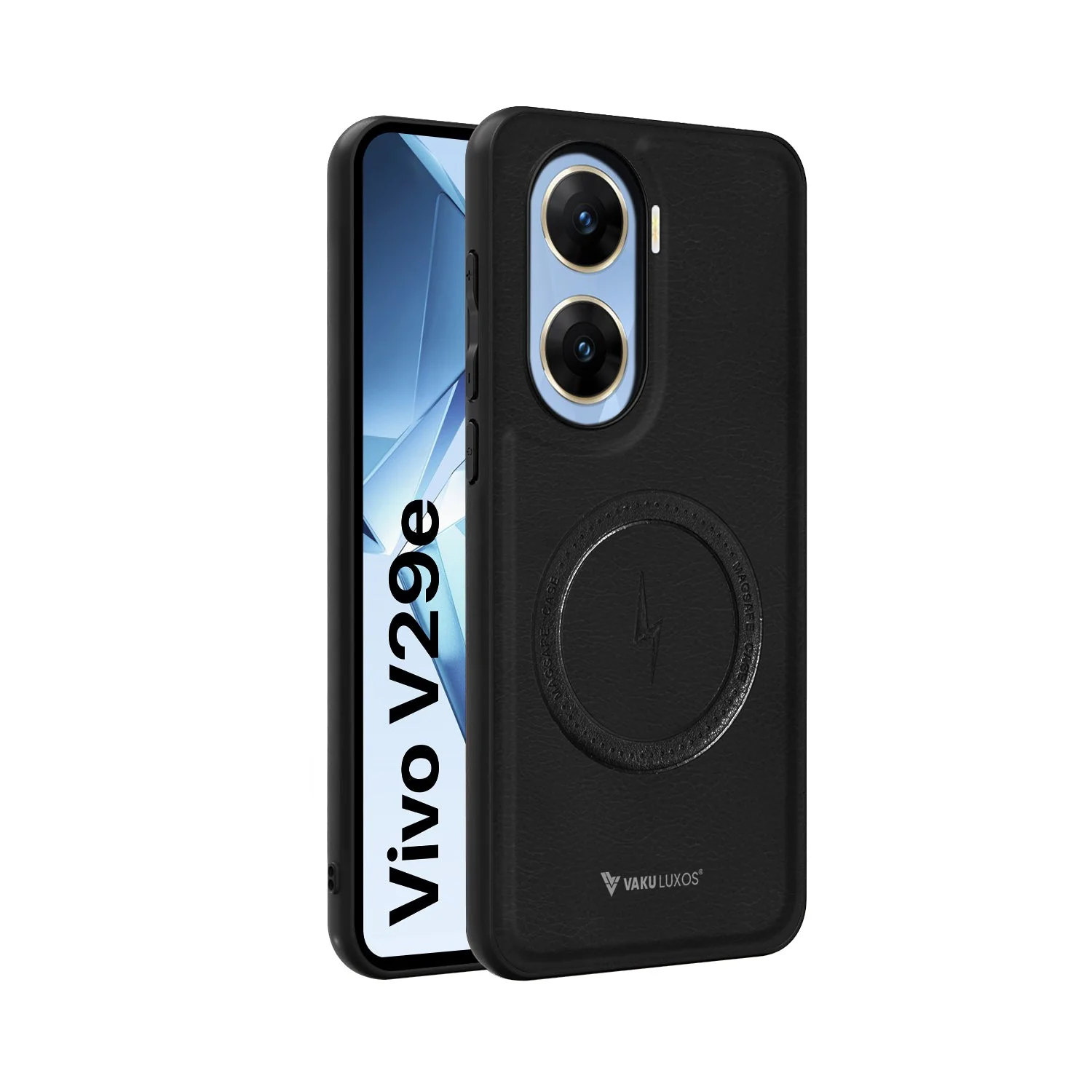 Vaku ® Vivo V29e 5G Maxtron Leather Stitched Magnetic Magsafe Non-Slip Grip Shockproof Back Cover - Image 2