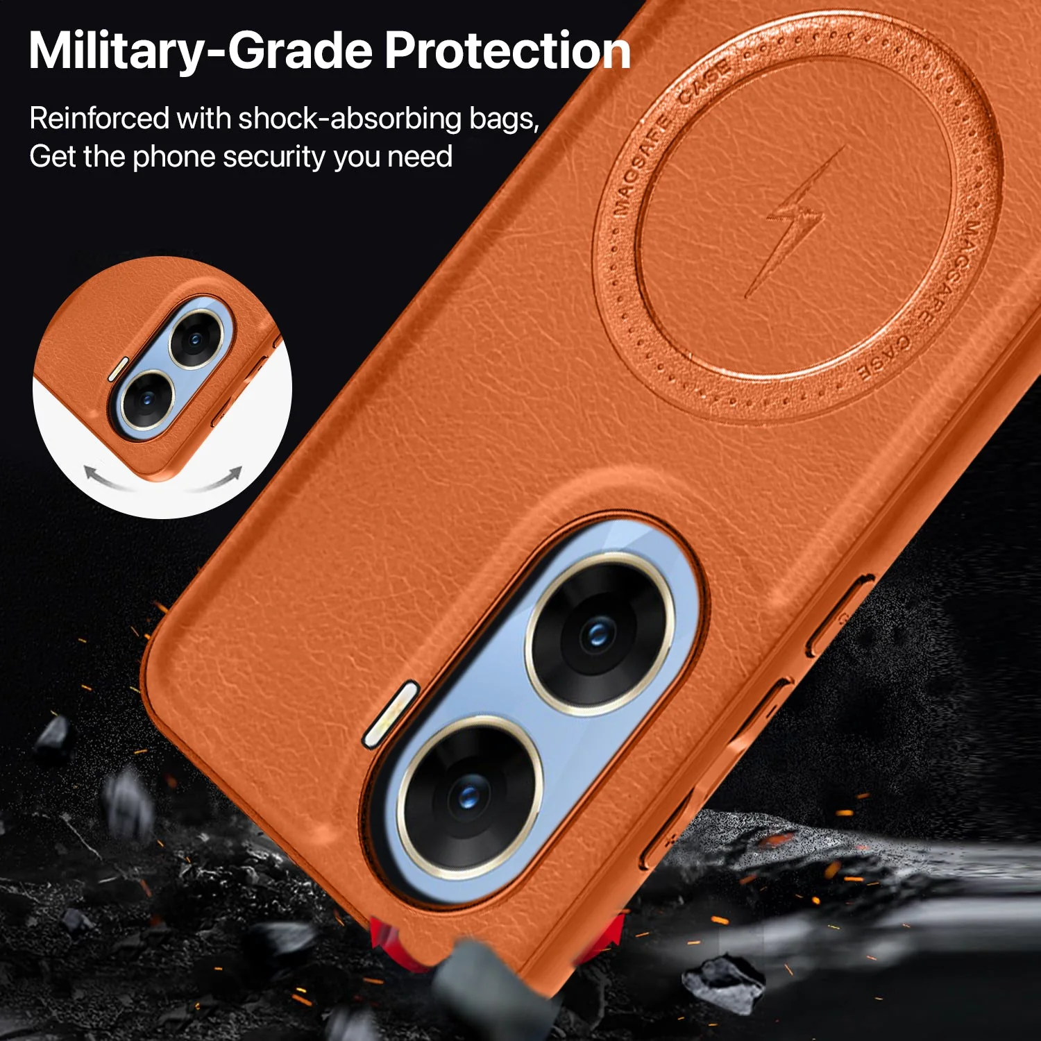 Vaku ® Vivo V29e 5G Maxtron Leather Stitched Magnetic Magsafe Non-Slip Grip Shockproof Back Cover - Image 5