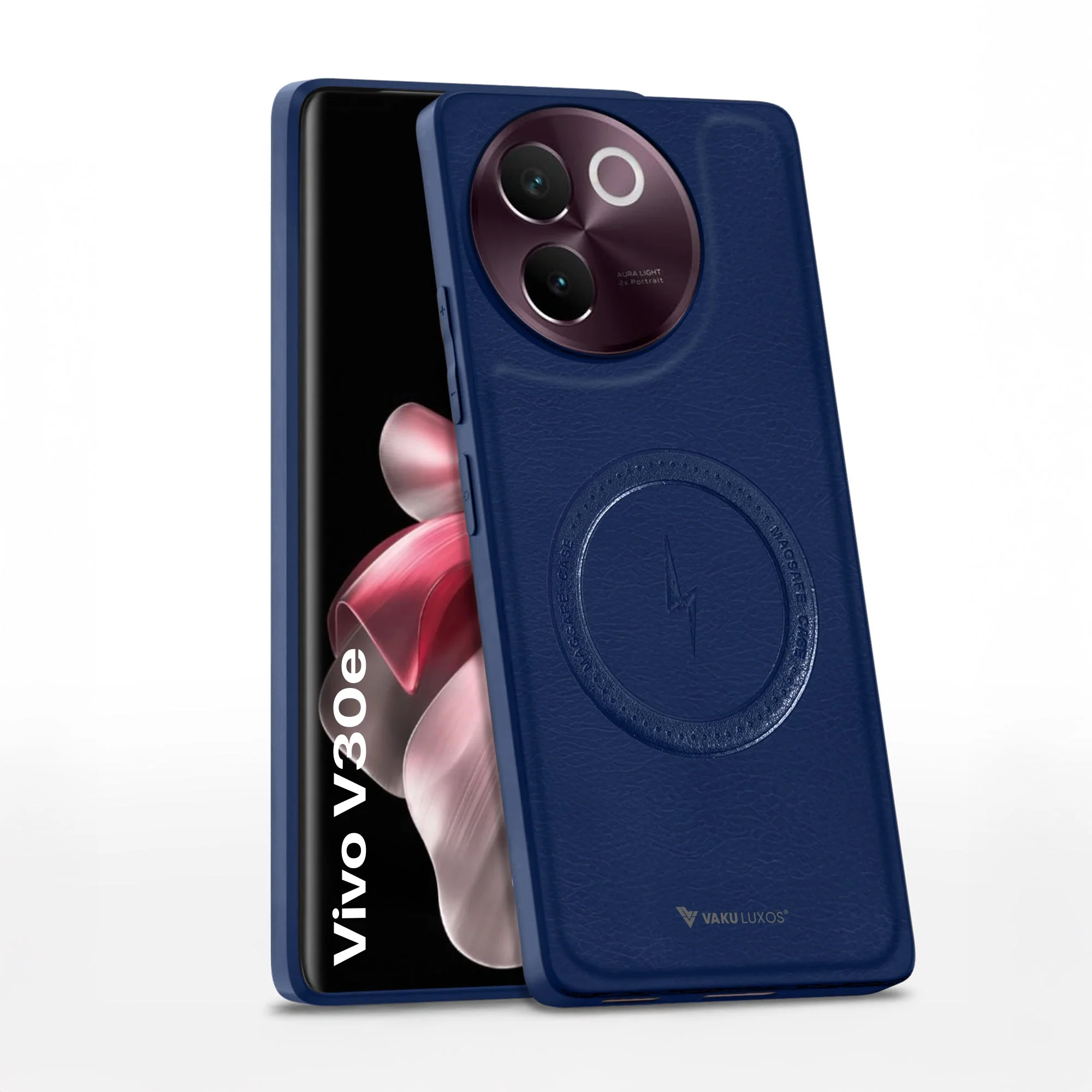 Vaku ® Vivo V30e 5G Maxtron Leather Stitched Magnetic Magsafe Non-Slip Grip Shockproof Back Cover - Image 3