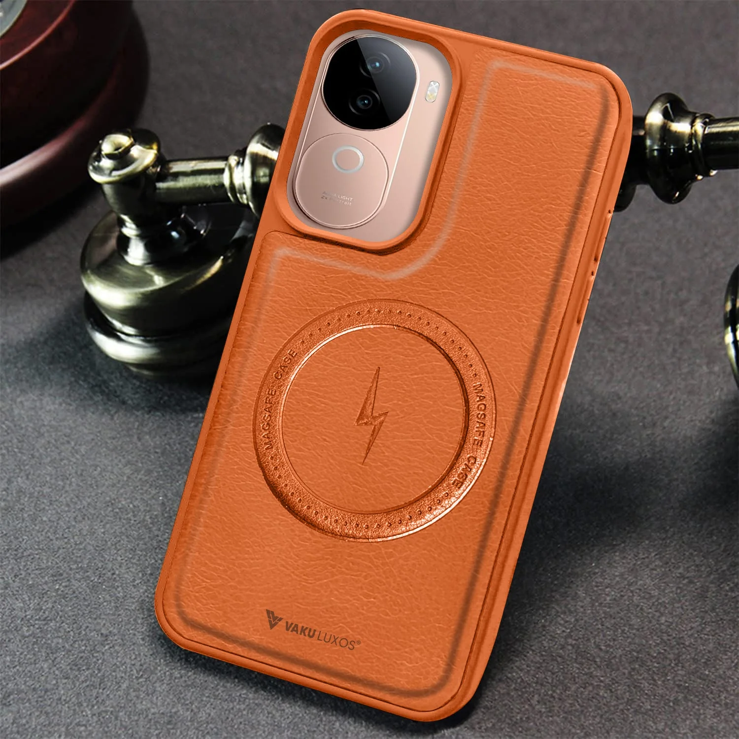 Vaku ® Vivo V40e 5G Maxtron Leather Stitched Magnetic Magsafe Non-Slip Grip Shockproof Back Cover - Image 14