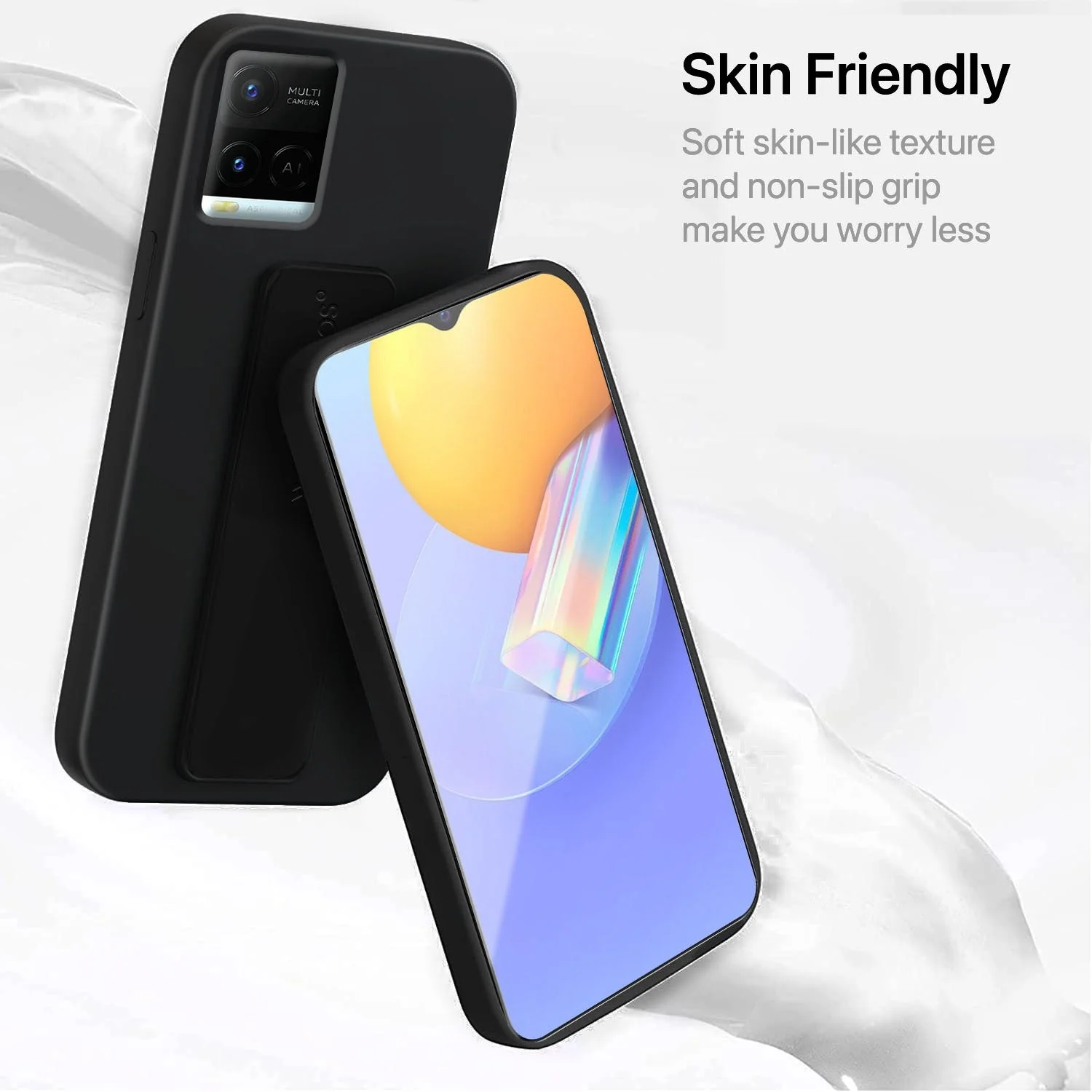 Vaku ® Vivo Y21 / Y33s / Y21e / Y21T Harbor Grip Multi-Functional Magnetic Vertical & Horizontal Stand Case Silicon Back Cover - Image 7