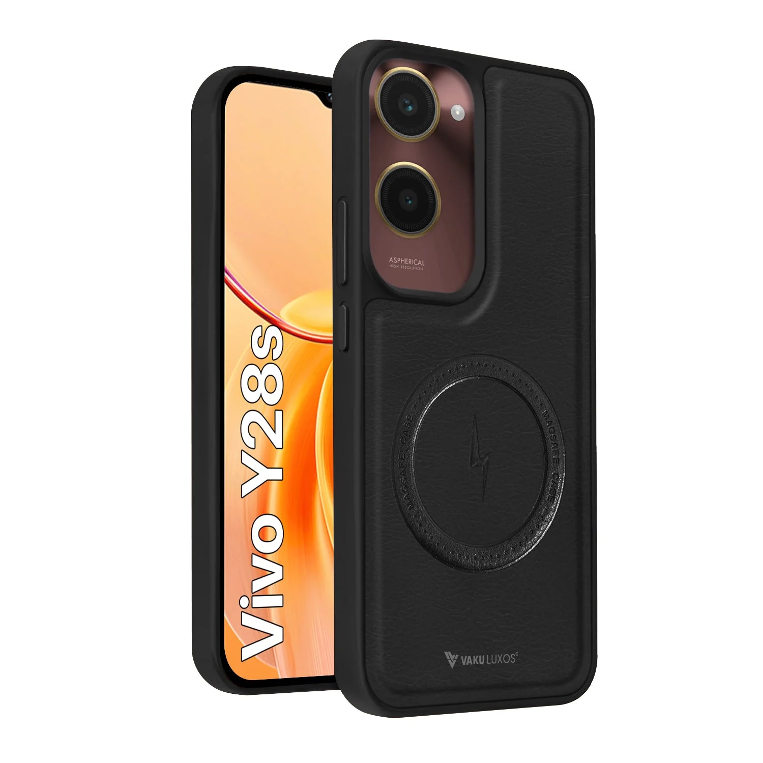 Vaku ® Vivo Y28s 5G Maxtron Leather Stitched Magnetic Magsafe Non-Slip Grip Shockproof Back Cover - Image 2