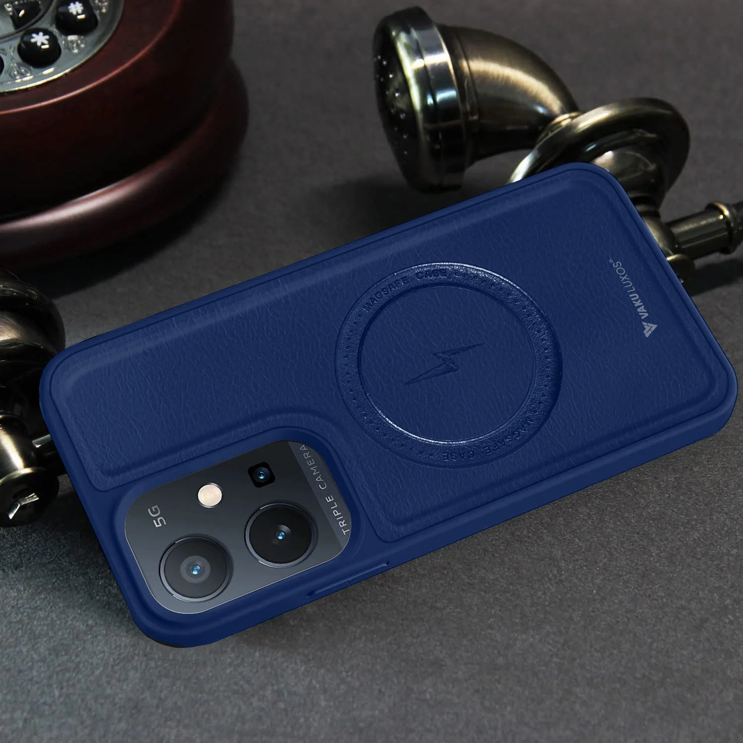 Vaku ® Vivo Y75 5G Maxtron Leather Stitched Magnetic Magsafe Non-Slip Grip Shockproof Back Cover - Image 12