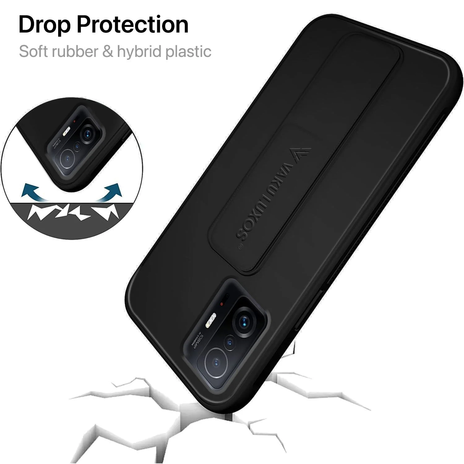 Vaku ® Xiaomi 11T Pro Harbor Grip Multi-Functional Magnetic Vertical & Horizontal Stand Case Silicon Back Cover - Image 9