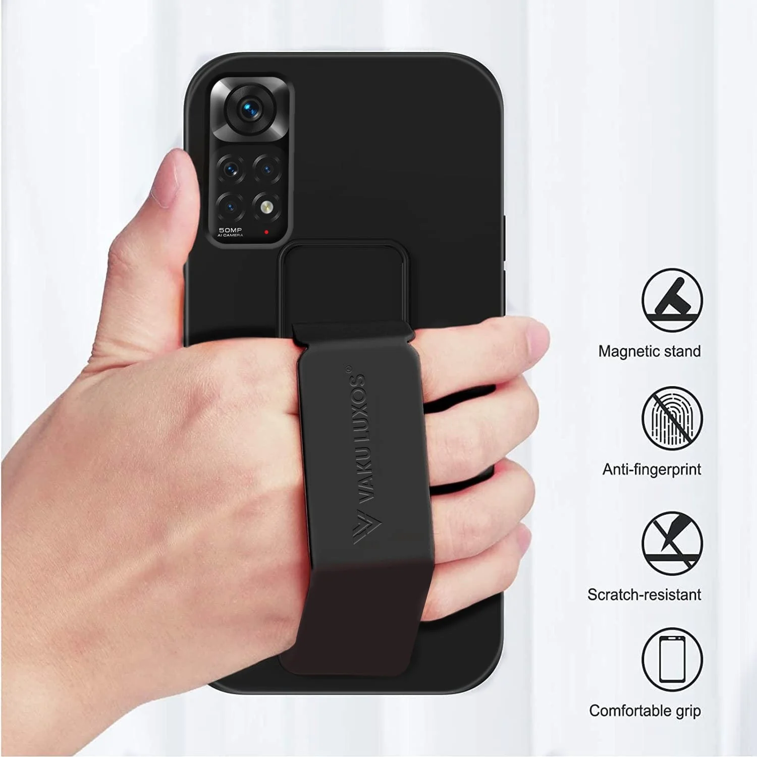 Vaku ® Xiaomi Redmi Note 11/11S Harbor Grip Multi-Functional Magnetic Vertical & Horizontal Stand Case TPUBack Cover - Image 2