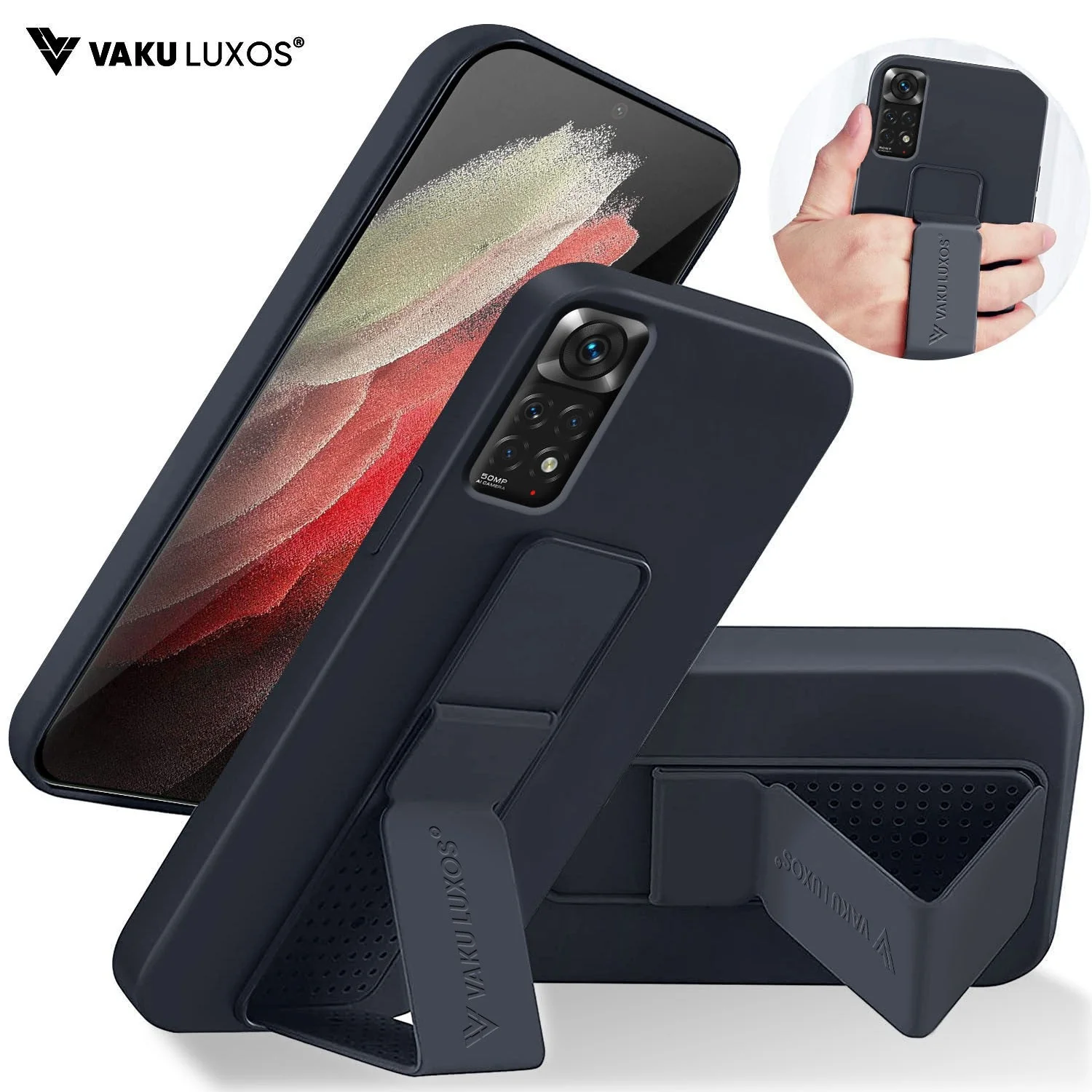 Vaku ® Xiaomi Redmi Note 11/11S Harbor Grip Multi-Functional Magnetic Vertical & Horizontal Stand Case TPUBack Cover - Image 4