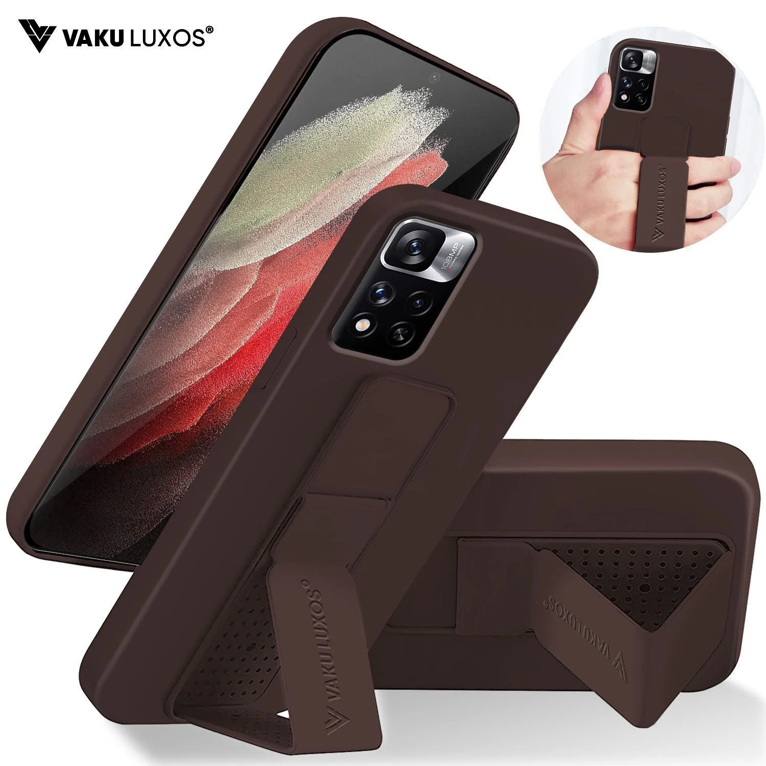 Vaku ® Xiaomi Redmi Note 11 Pro Plus 5G Harbor Grip Multi-Functional Magnetic Vertical & Horizontal Stand Case TPU Back Cover - Image 2