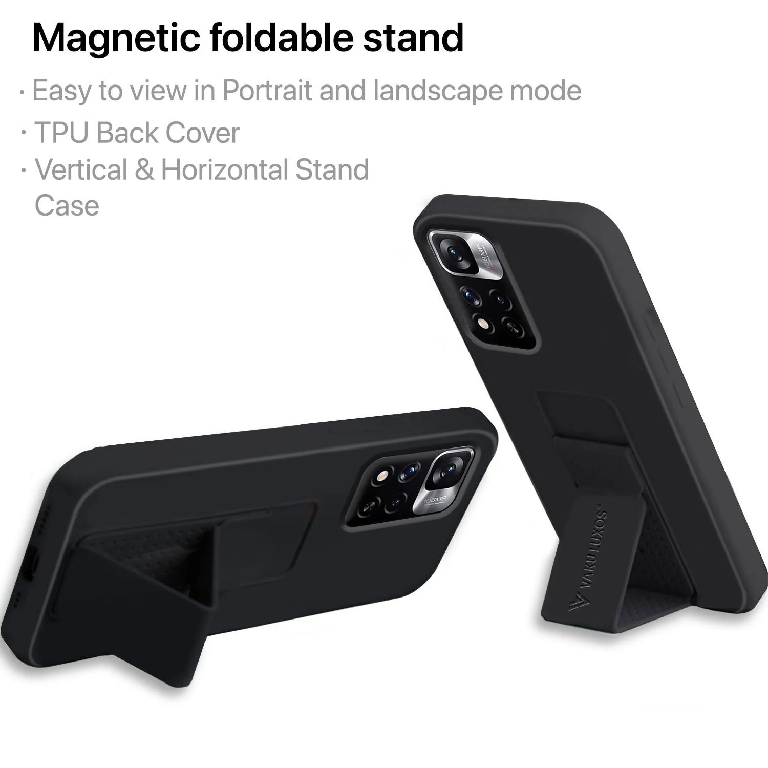 Vaku ® Xiaomi Redmi Note 11 Pro Plus 5G Harbor Grip Multi-Functional Magnetic Vertical & Horizontal Stand Case TPU Back Cover - Image 9