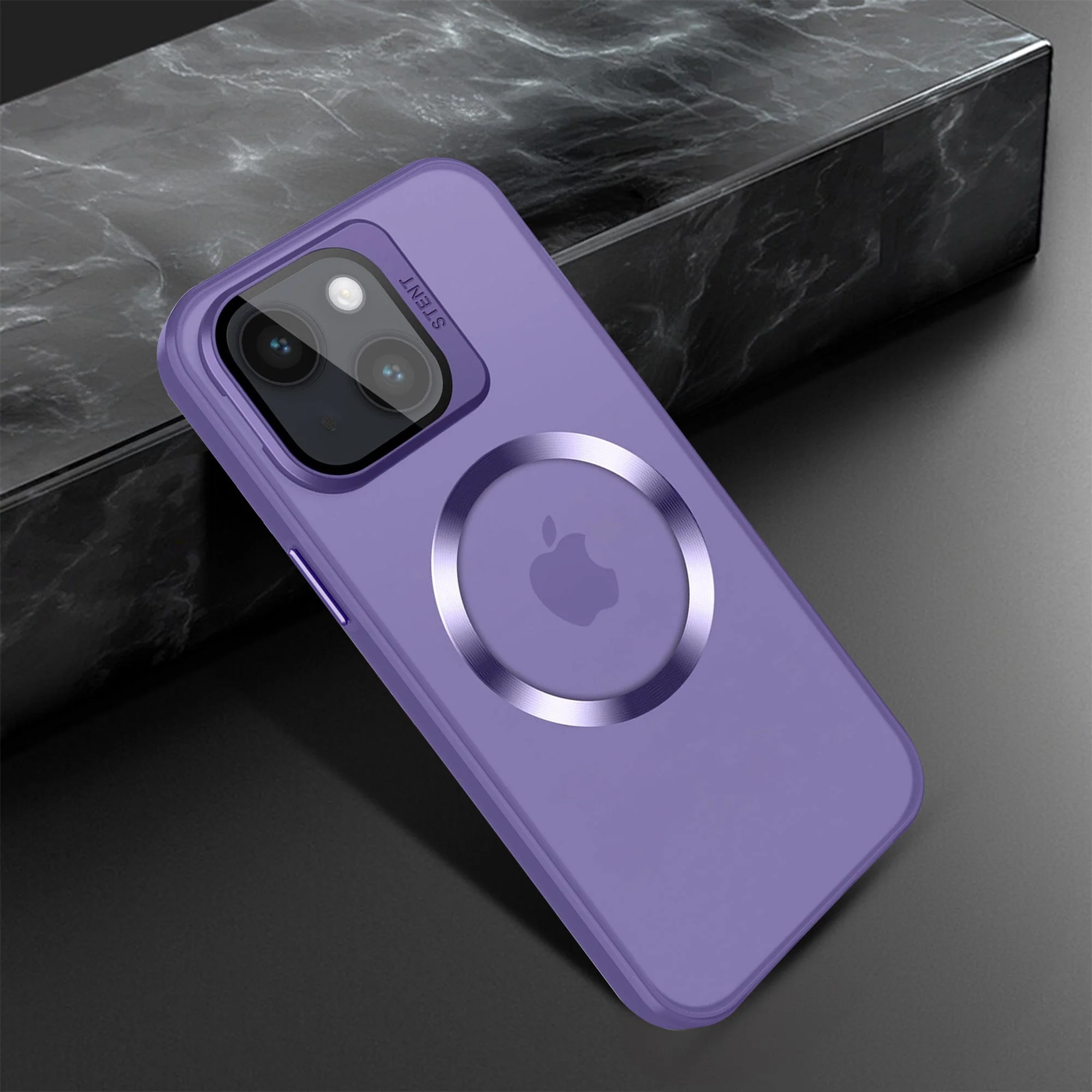 Vaku® Apple iPhone 14 Plus Rime Frosted Magnetic Magpro Translucent Camera Protector Case with Built-in Stash Stand Back Cover - Image 4
