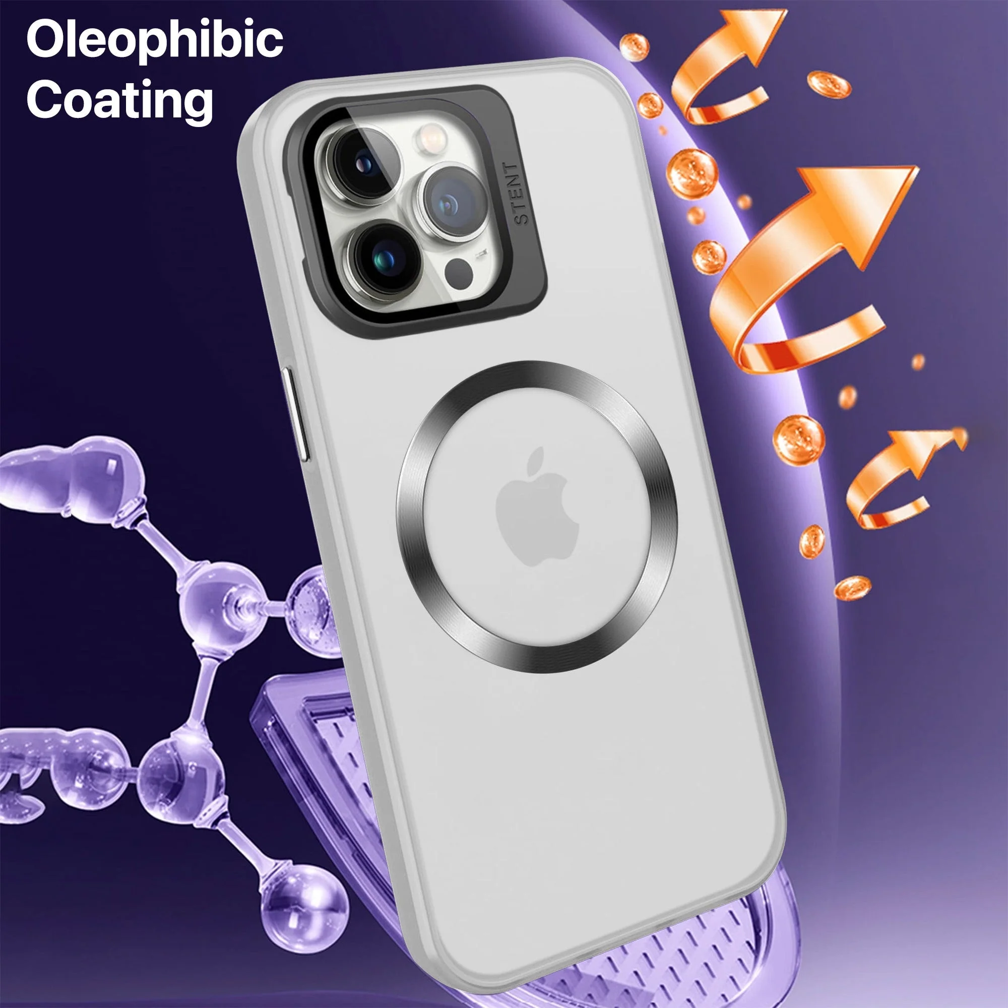 Vaku® Apple iPhone 14 Pro Rime Frosted Magnetic Magpro Translucent Camera Protector Case with Built-in Stash Stand Back Cover - Image 17