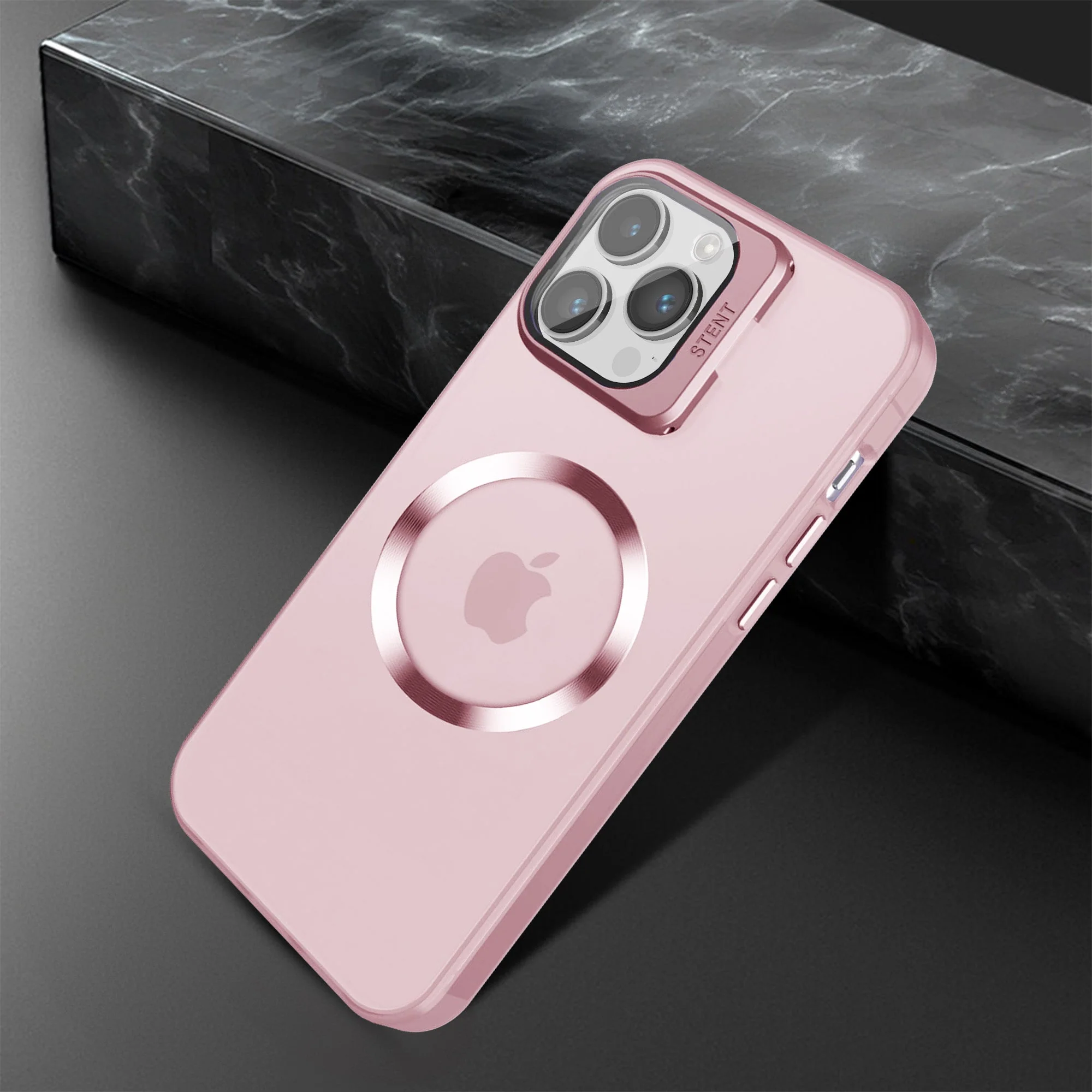 Vaku® Apple iPhone 14 Pro Rime Frosted Magnetic Magpro Translucent Camera Protector Case with Built-in Stash Stand Back Cover - Image 5