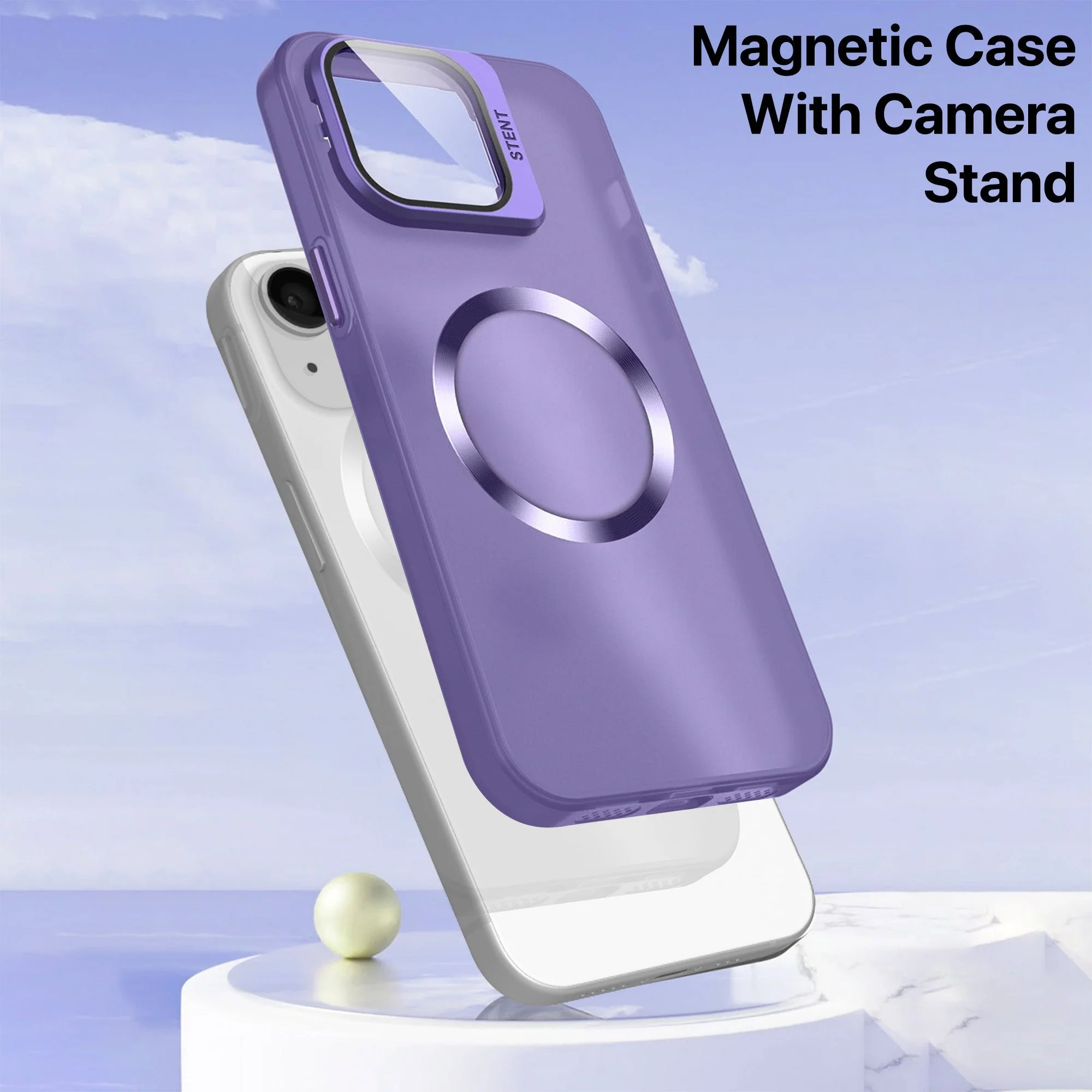 Vaku® Apple iPhone 14 Rime Frosted Magnetic Magpro Translucent Camera Protector Case with Built-in Stash Stand Back Cover - Image 19