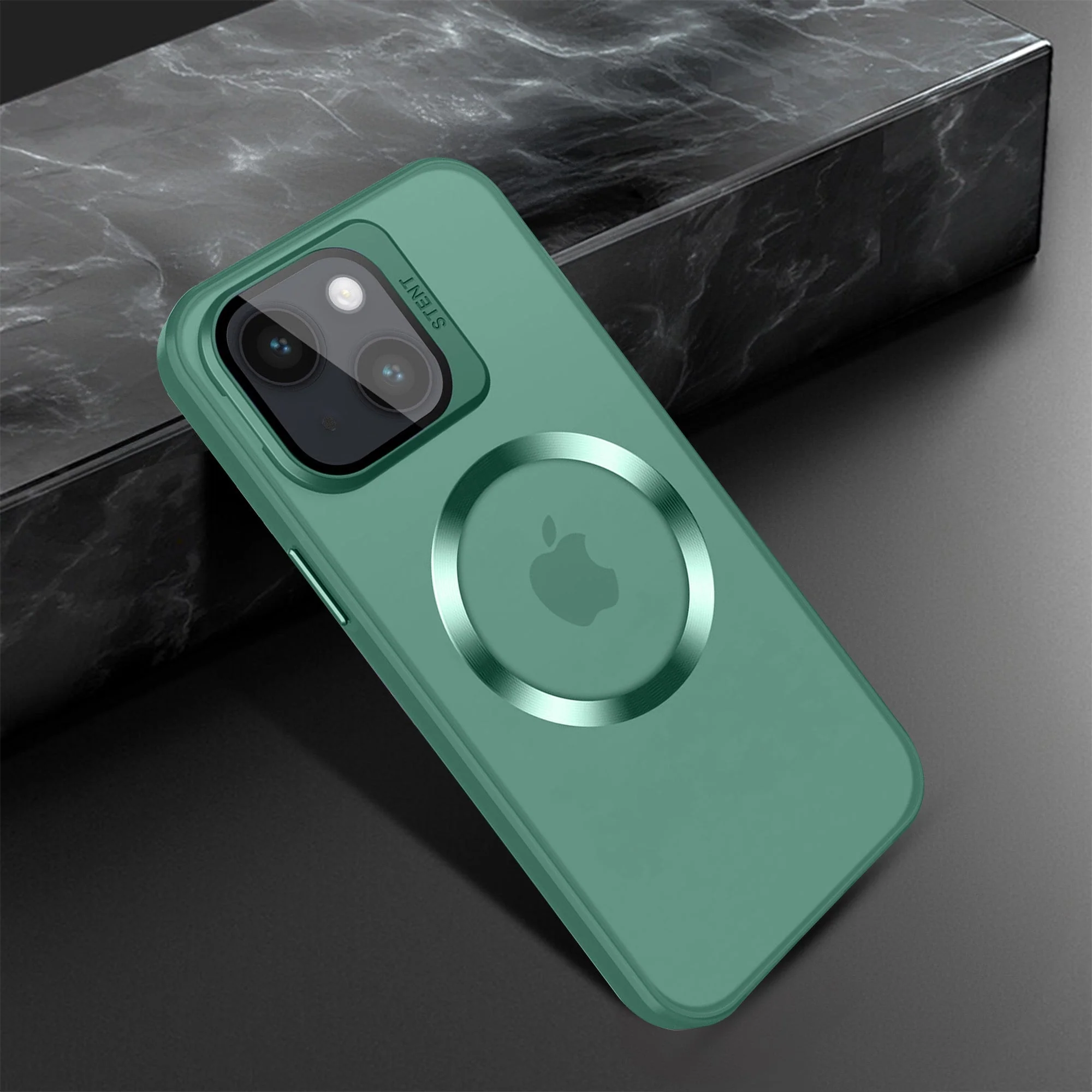 Vaku® Apple iPhone 14 Rime Frosted Magnetic Magpro Translucent Camera Protector Case with Built-in Stash Stand Back Cover - Image 8