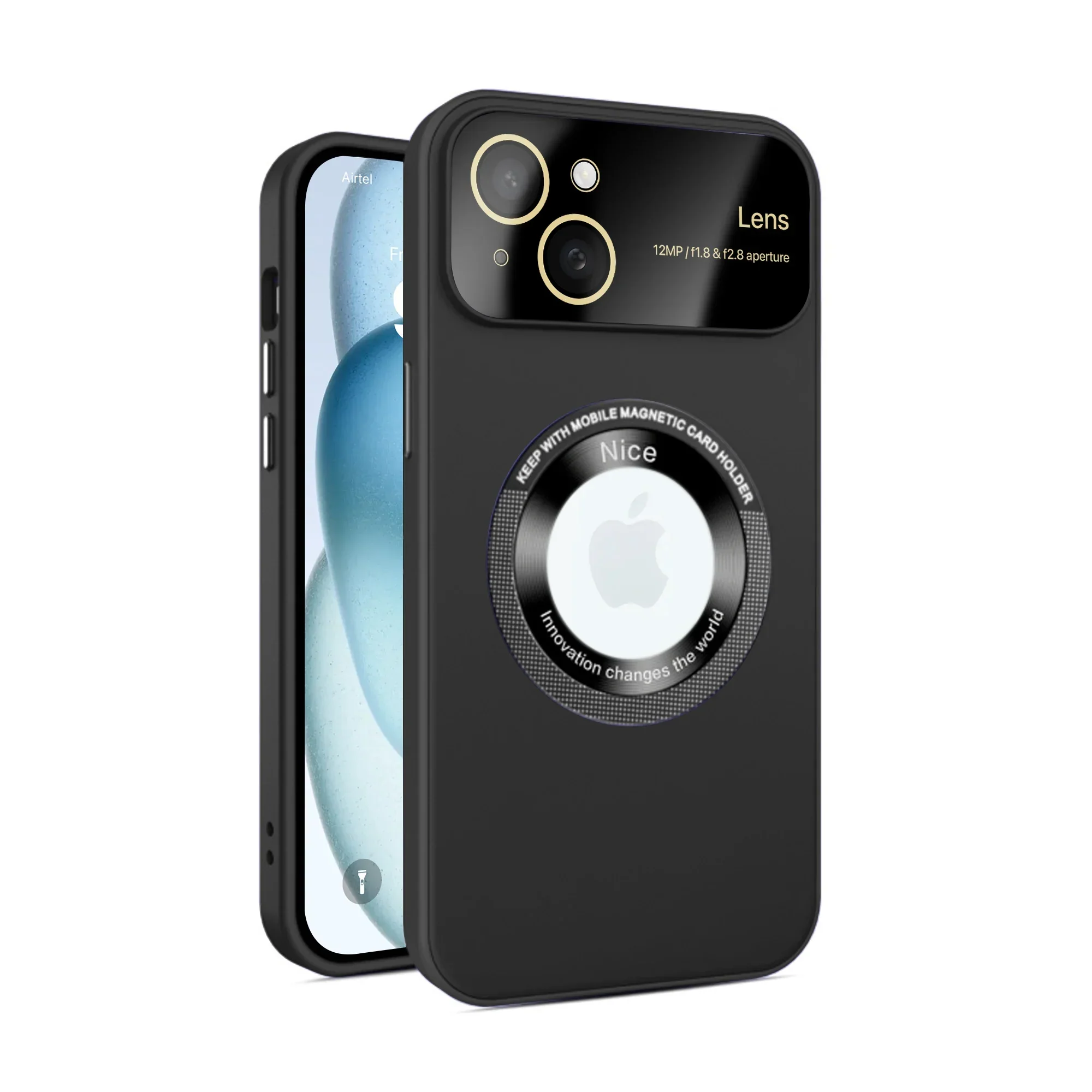 Vaku® Apple iPhone 15 Polarized Magnetic Magpro Camera Lens Protector Logo Hole Back Cover