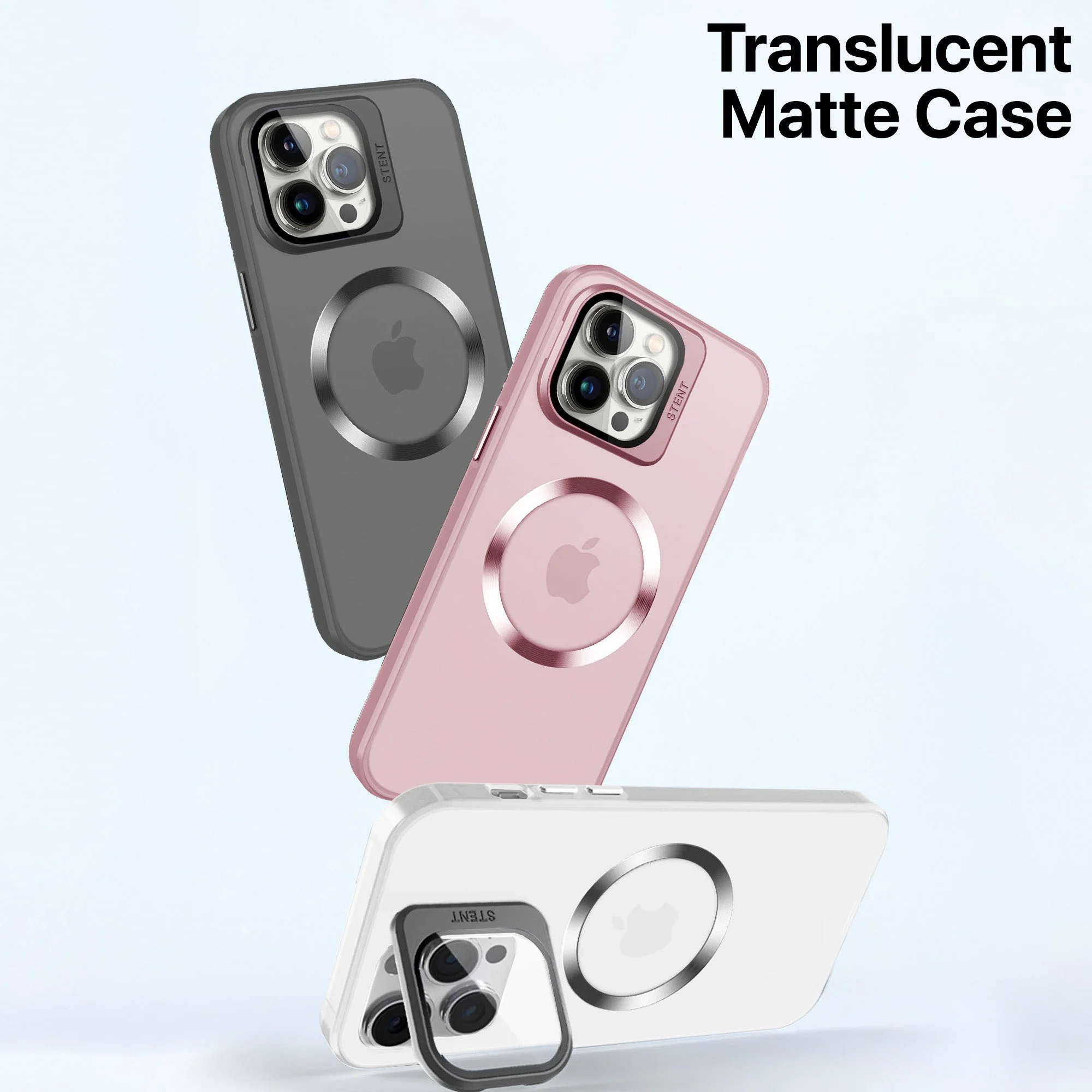 Vaku® Apple iPhone 15 Pro Rime Frosted Magnetic Magpro Translucent Camera Protector Case with Built-in Stash Stand Back Cover - Image 12