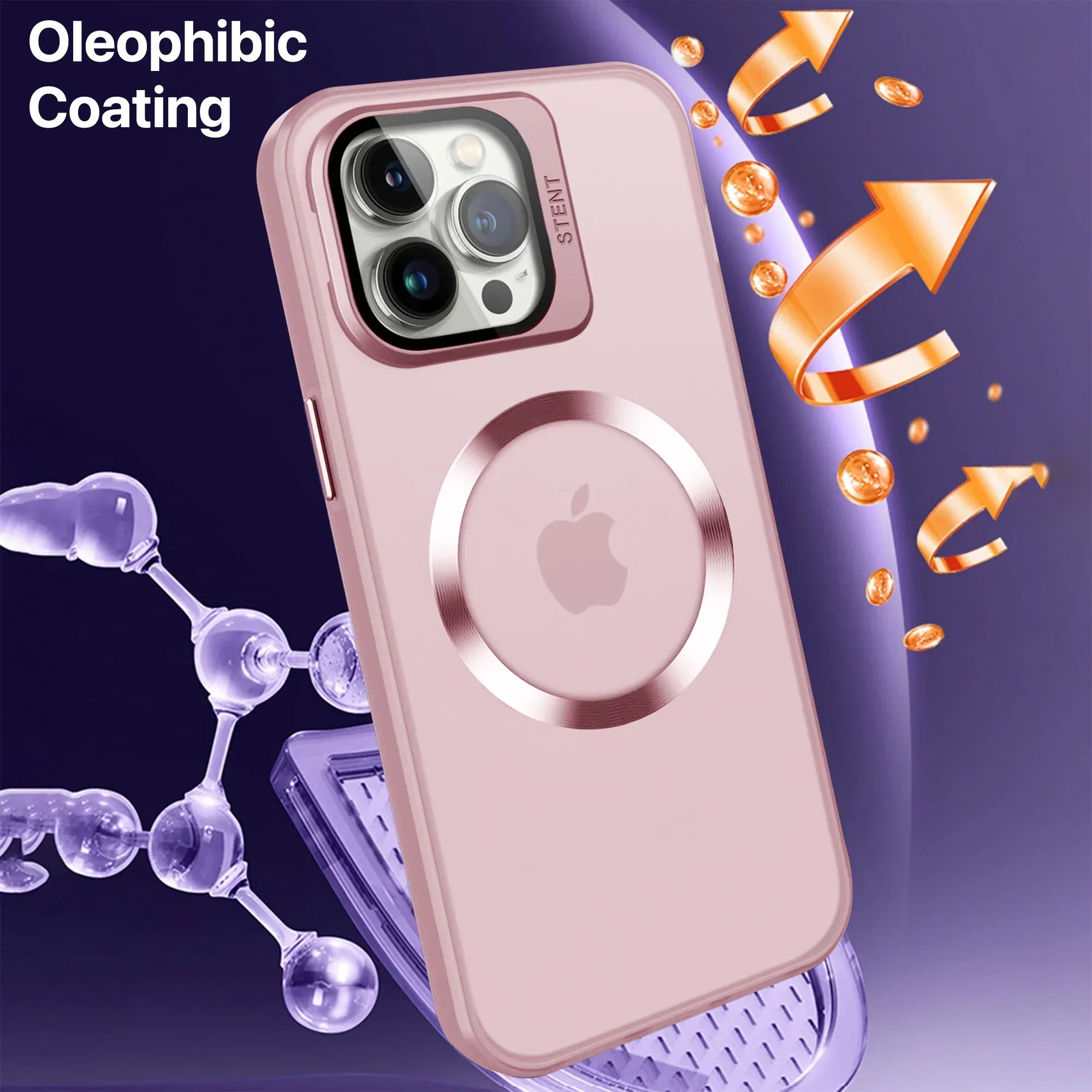 Vaku® Apple iPhone 15 Pro Rime Frosted Magnetic Magpro Translucent Camera Protector Case with Built-in Stash Stand Back Cover - Image 18