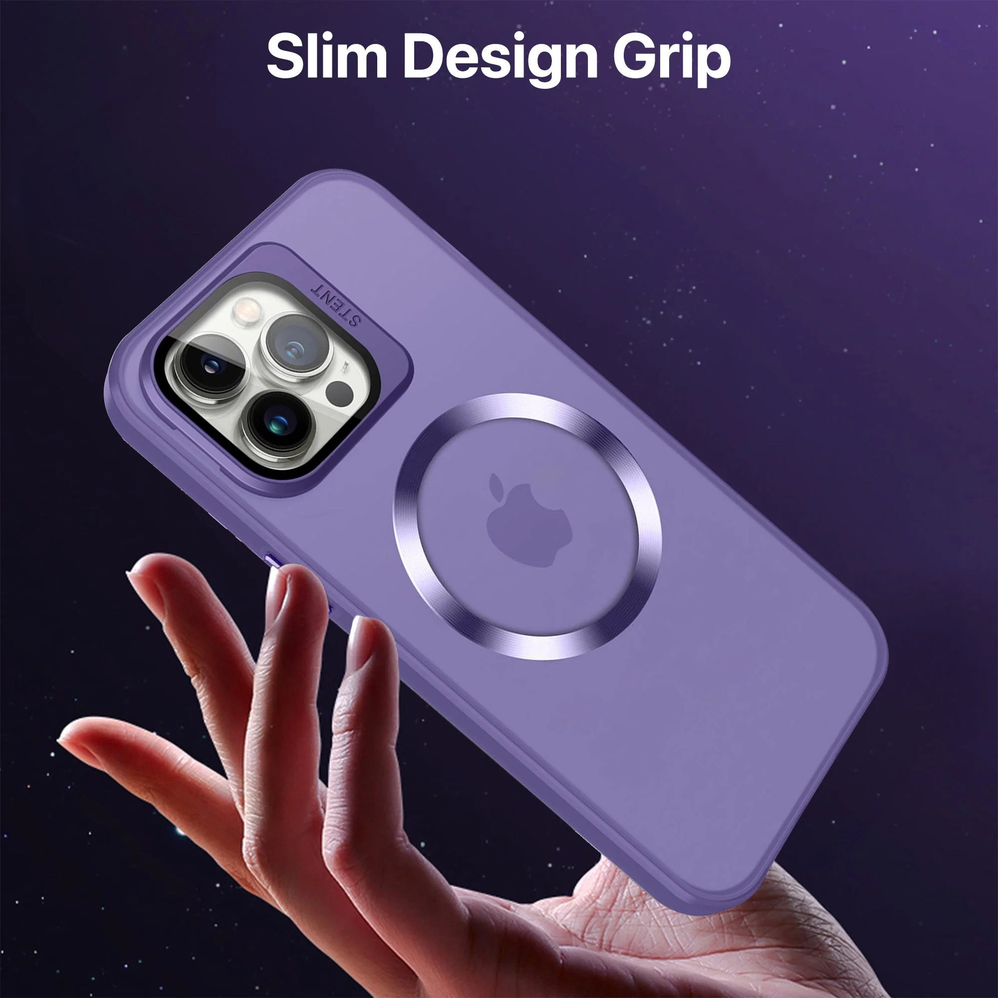 Vaku® Apple iPhone 15 Pro Rime Frosted Magnetic Magpro Translucent Camera Protector Case with Built-in Stash Stand Back Cover - Image 4