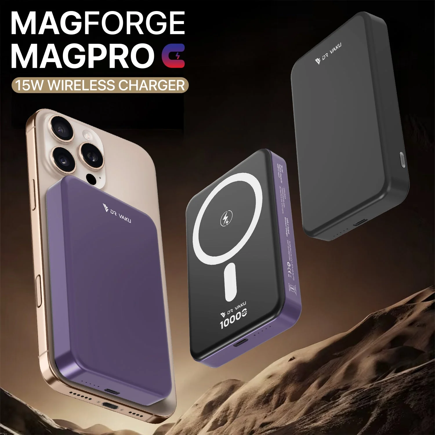 Vaku® Magforge MagPro 10000mAh Magnetic Wireless Power Bank 15w Magsafe & 22.5w PD Type C Fast Charging For iPhone 16/15/14/13 Series iWatch & Airpods - Image 4