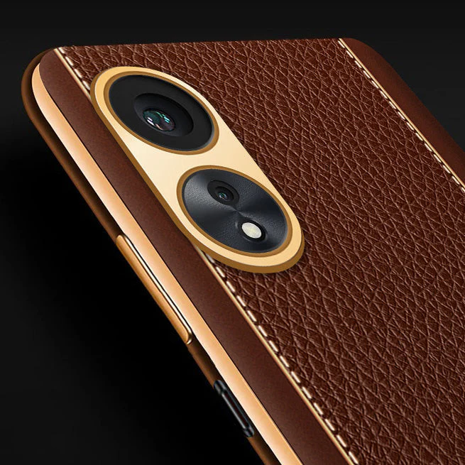 Vaku® Oppo A58 4G Luxemberg Leather Pattern Gold Electroplated Soft TPU Back Cover - Image 11