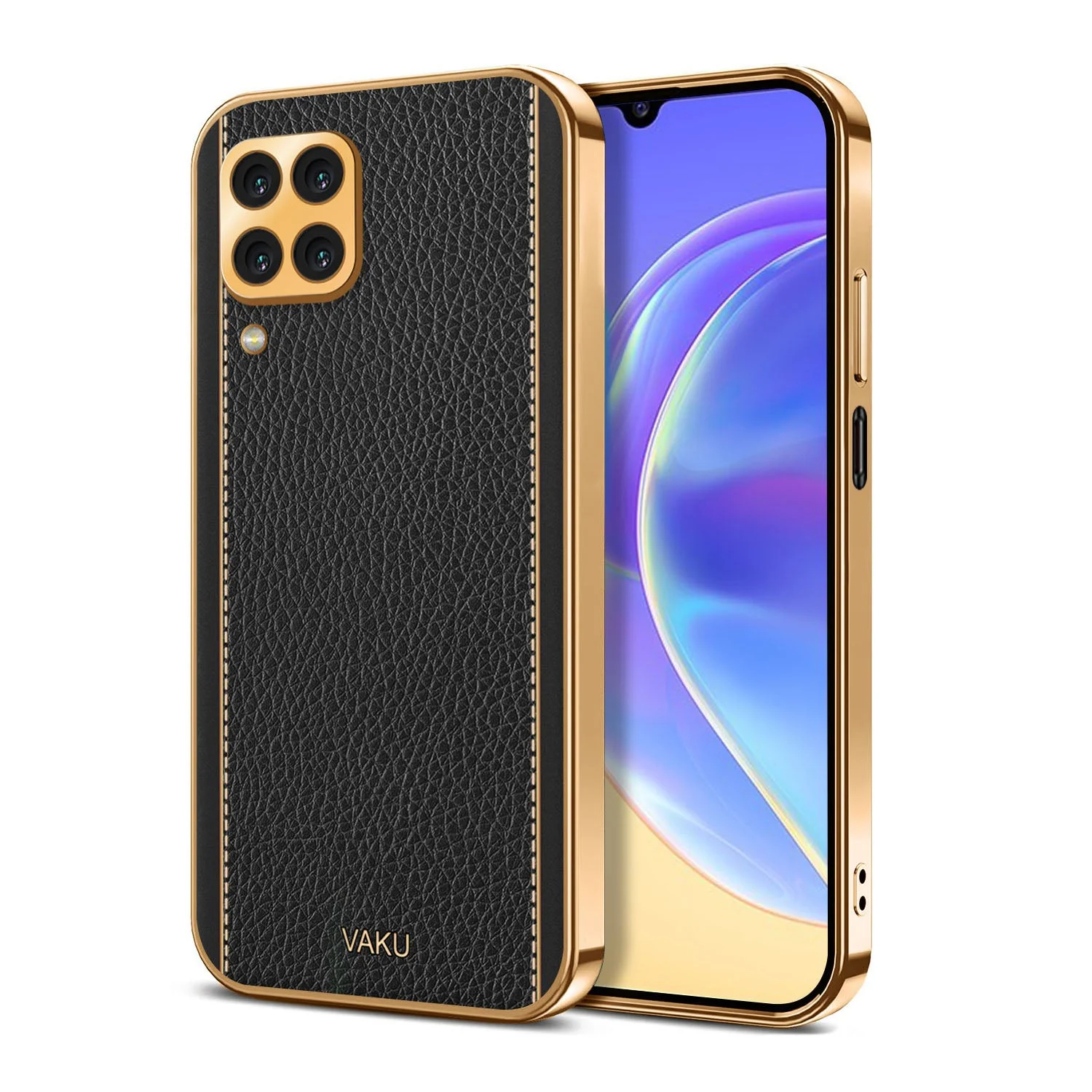 Vaku® Samsung Galaxy M32 Luxemberg Series Leather Stitched Gold Electroplated Soft TPU Back Cover - Image 12