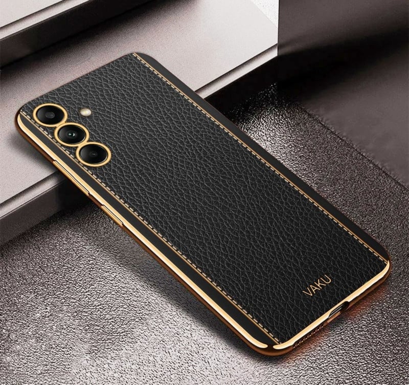 Vaku® Samsung Galaxy S23 FE Luxemberg Leather Pattern Gold Electroplated Soft TPU Back Cover - Image 14
