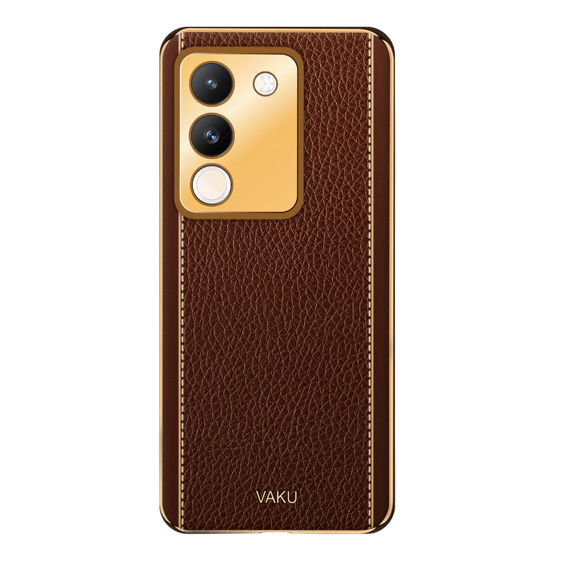 Vaku® Vivo Y200 5G Luxemberg Leather Pattern Gold Electroplated Soft TPU Back Cover - Image 2