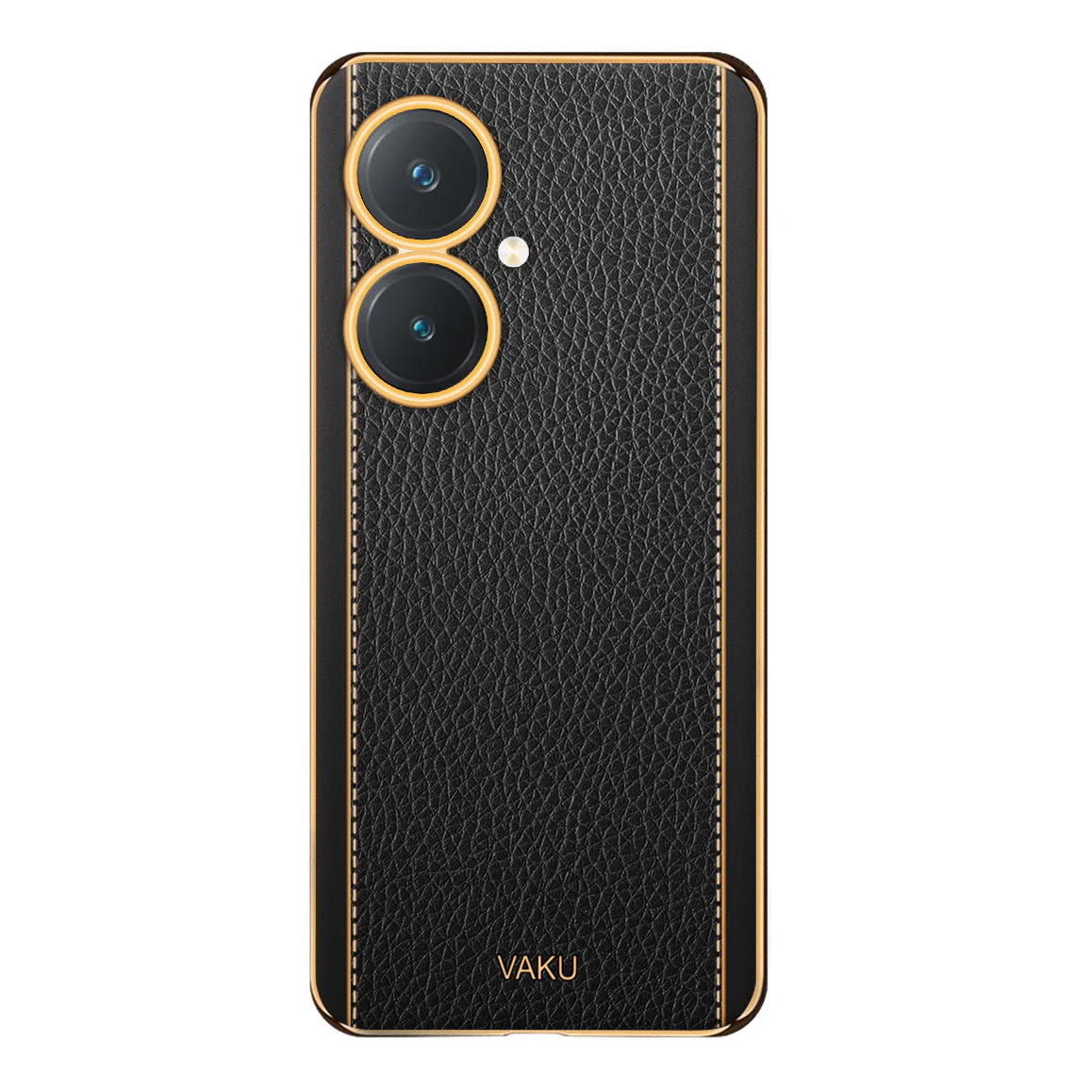 Vaku® Vivo Y27 Luxemberg Series Leather Stitched Gold Electroplated Soft TPU Back Cover - Image 12