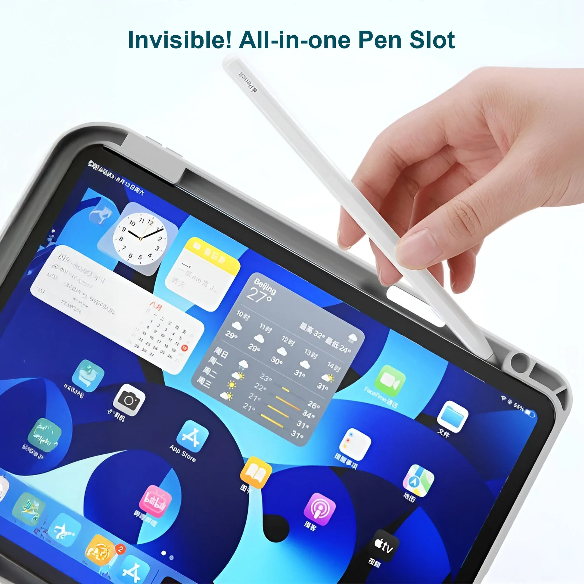 Vaku Luxos ® Apexen 360 Degree Apple iPad Pro 11 inch (M4) Back Flip Stand Cover with Pencil Holder 6-Way Adjustable Slim Shockproof Protective Case - Image 5