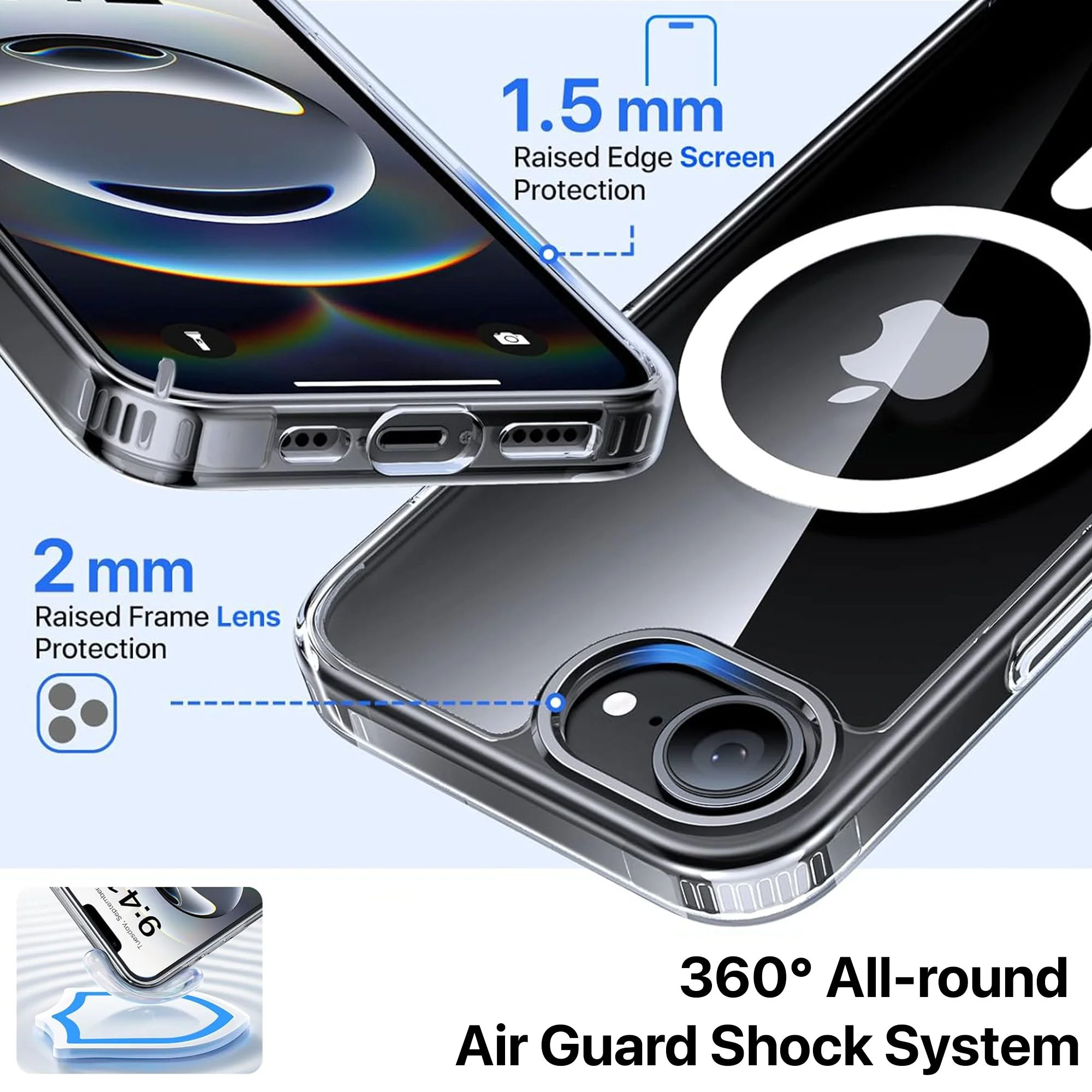 Vaku Luxos ® Apple iPhone 16e Glassy MagPro Clear TPU Shockproof Scratch Resistant, Certified Mag-Safe Military-Grade Protection Back Cover - Image 3
