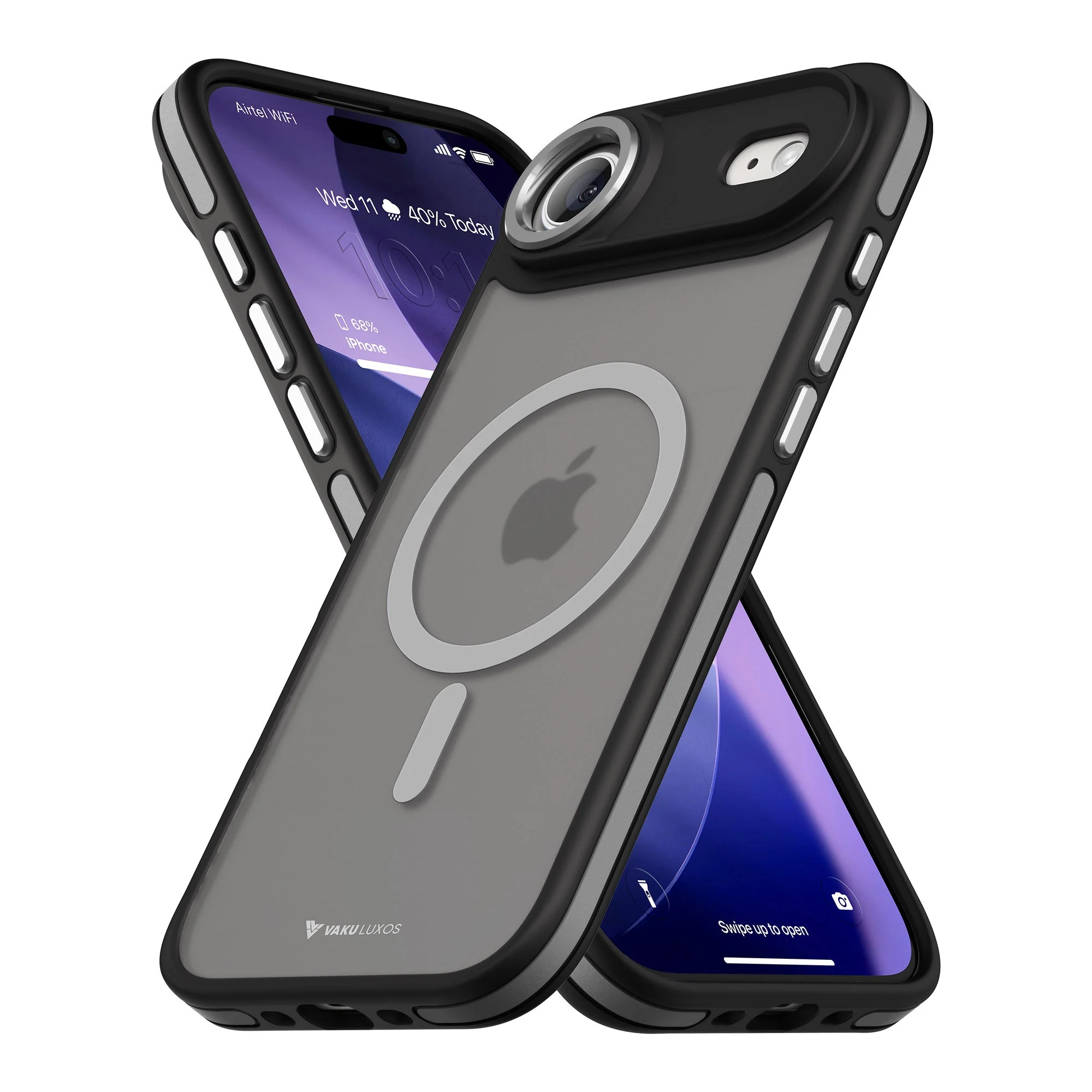Vaku Luxos ® Apple iPhone 17 Air Avlon Magpro Translucent Scratch Resistant Military-Grade Case With Metal Camera Ring Shockproof Protective Back Cover