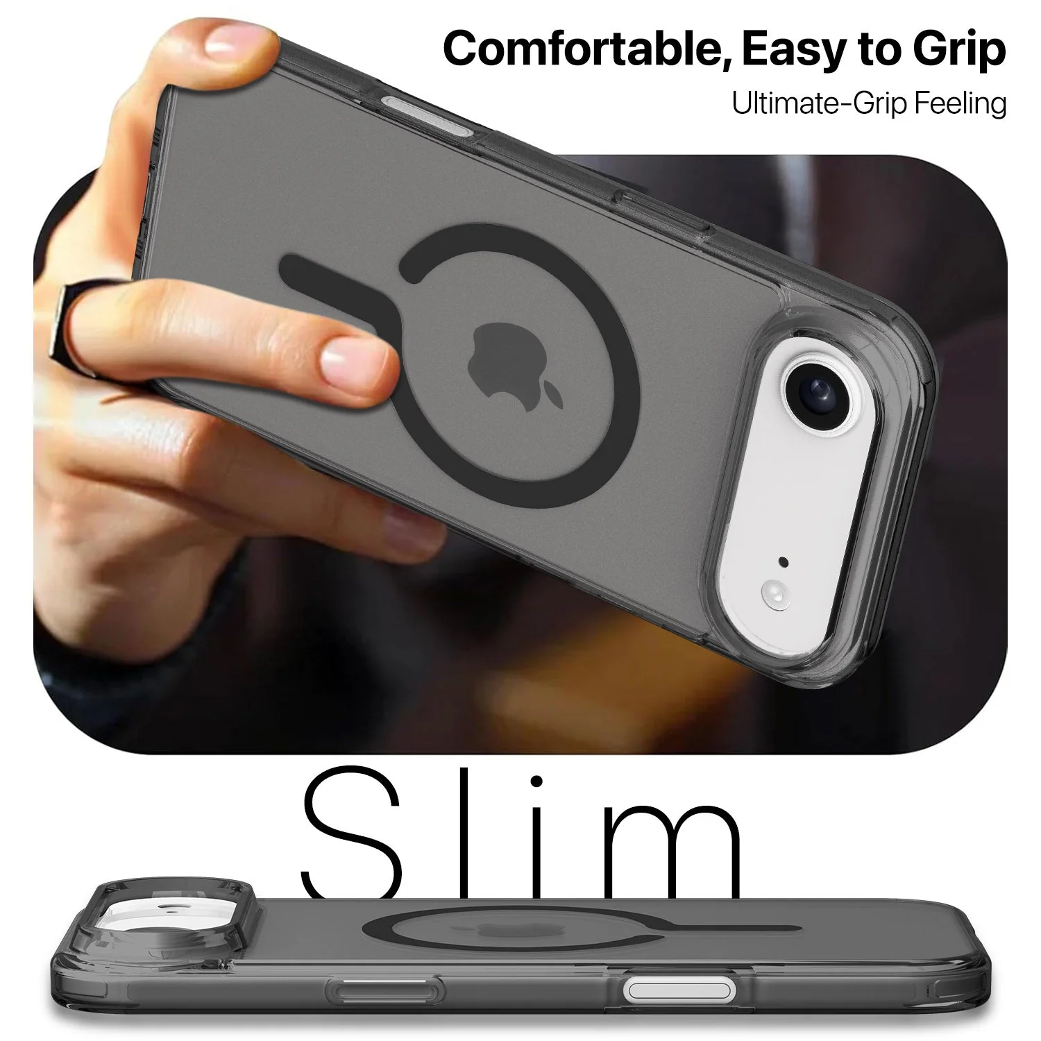 Vaku Luxos ® Apple iPhone 17 Air Glassy Magpro Smokey Transparent TPU Case Shockproof Non-Yellowing Scratch Resistant Military Grade Protection Screen Protector Back Cover - Image 6