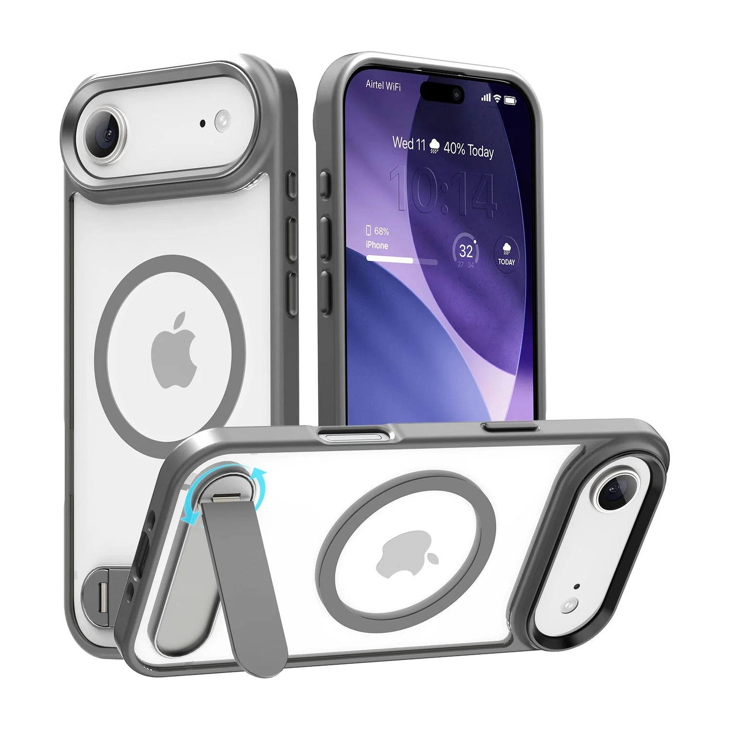 Vaku Luxos ® Apple iPhone 17 Air Orion Magpro Scratch Resistant Camera Screen Protector Case With Alloy Metal Stand Shockproof Back Cover - Image 2