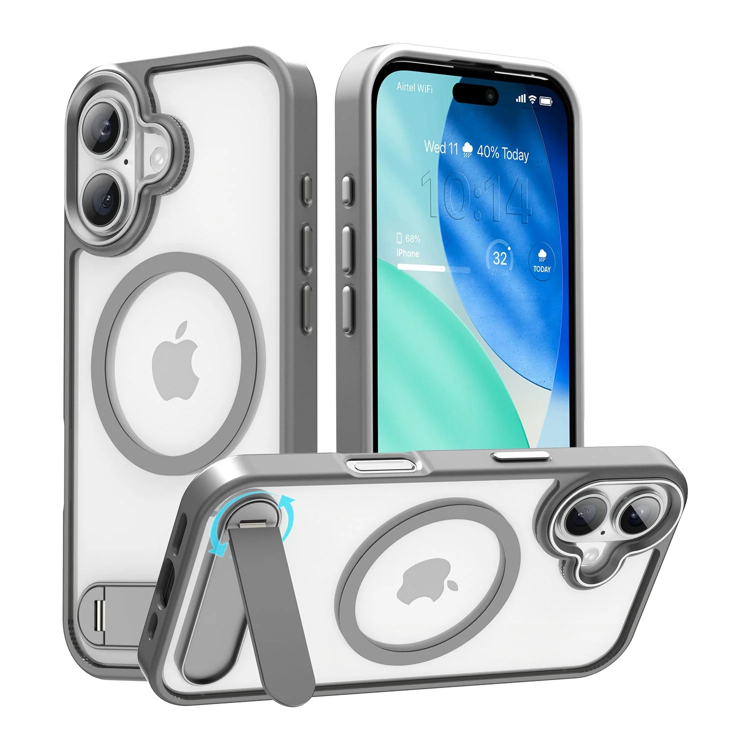 Vaku Luxos ® Apple iPhone 17 Orion Magpro Scratch Resistant Camera Screen Protector Case With Alloy Metal Stand Shockproof Back Cover - Image 2