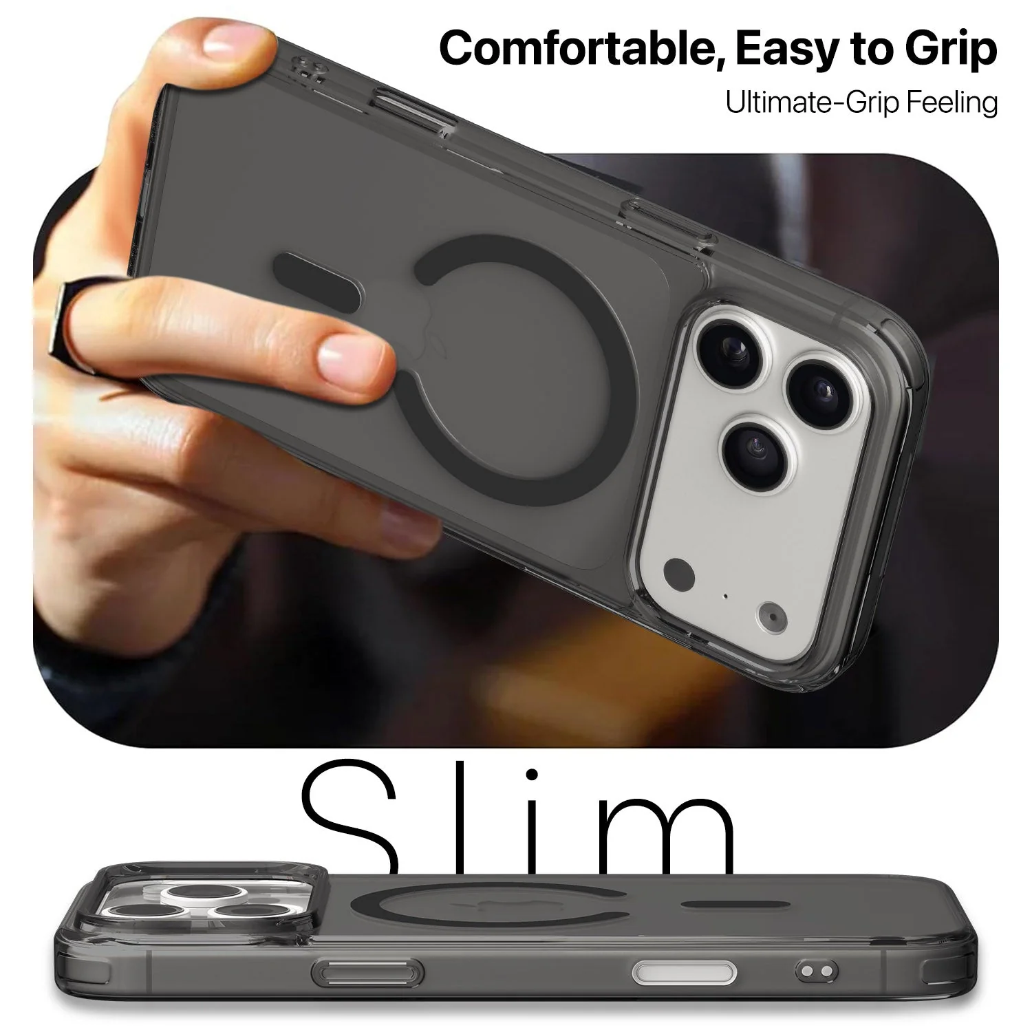 Vaku Luxos ® Apple iPhone 17 Pro Max Glassy Magpro Smokey Transparent TPU Case Shockproof Non-Yellowing Scratch Resistant Military Grade Protection Screen Protector Back Cover - Image 2