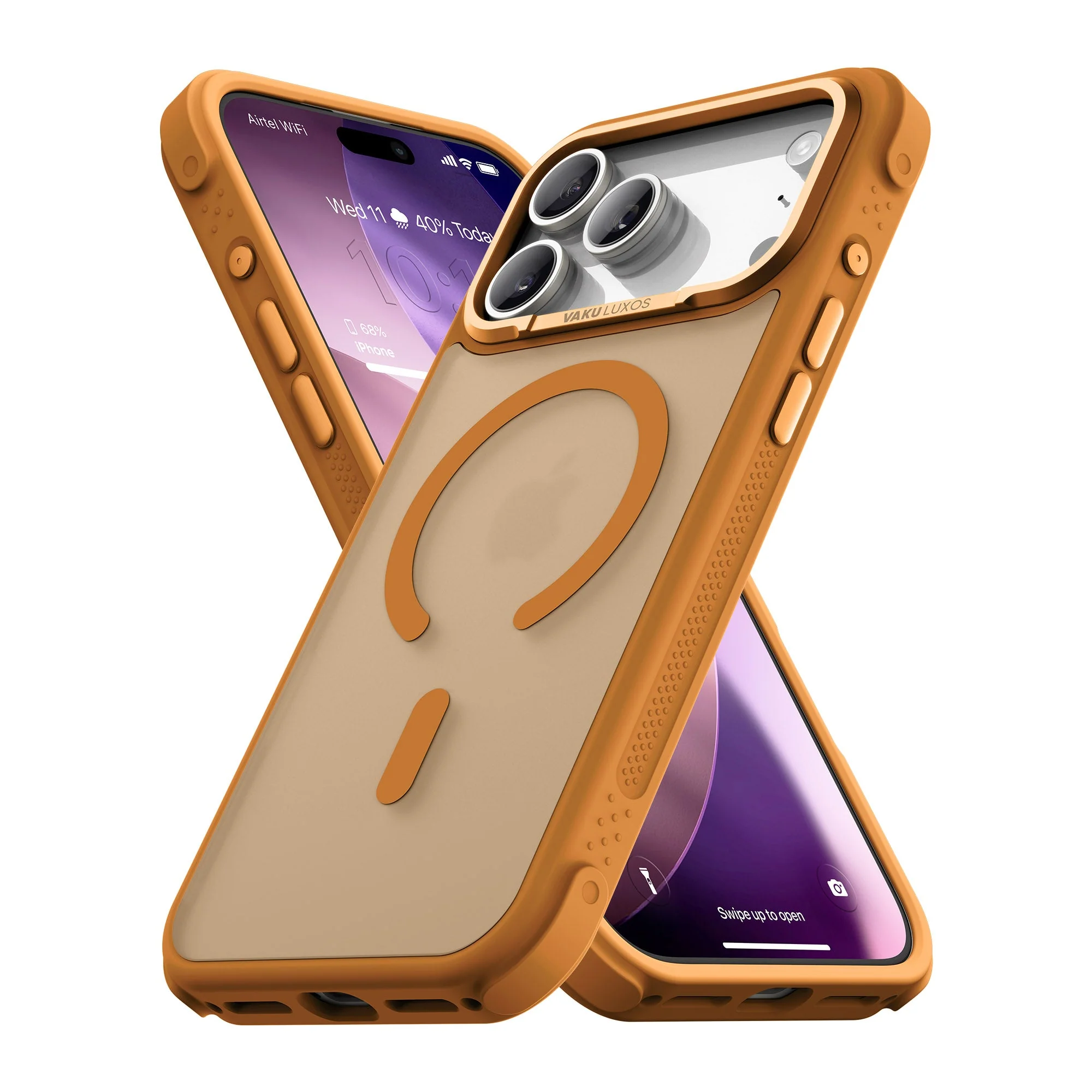 Vaku Luxos ® Apple iPhone 17 Pro Max Thunder Magpro Translucent Scratch Resistant Military-Grade Protection Case With Stand Holder Metal Camera Ring Shockproof Back Cover - Image 5