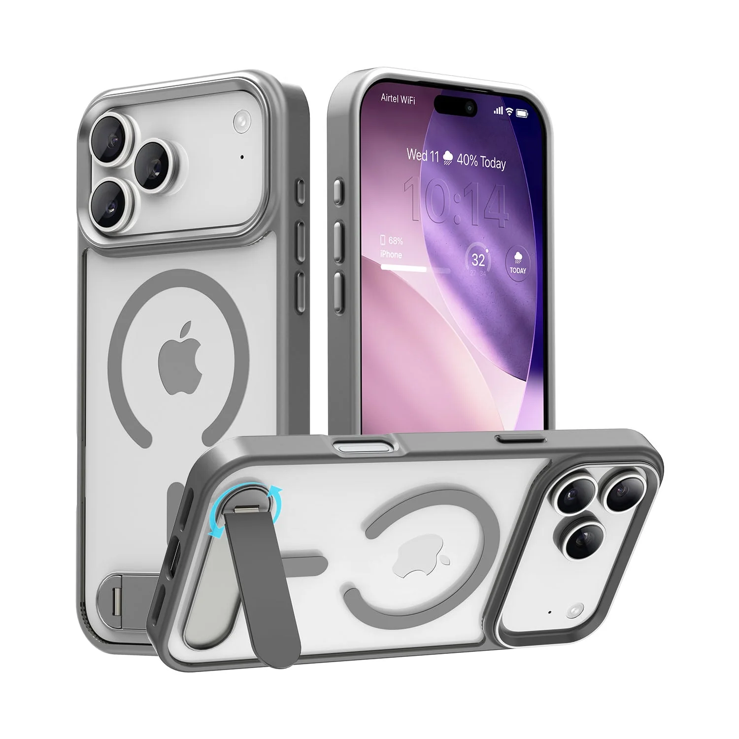 Vaku Luxos ® Apple iPhone 17 Pro Orion Magpro Scratch Resistant Camera Screen Protector Case With Alloy Metal Stand Shockproof Back Cover - Image 3