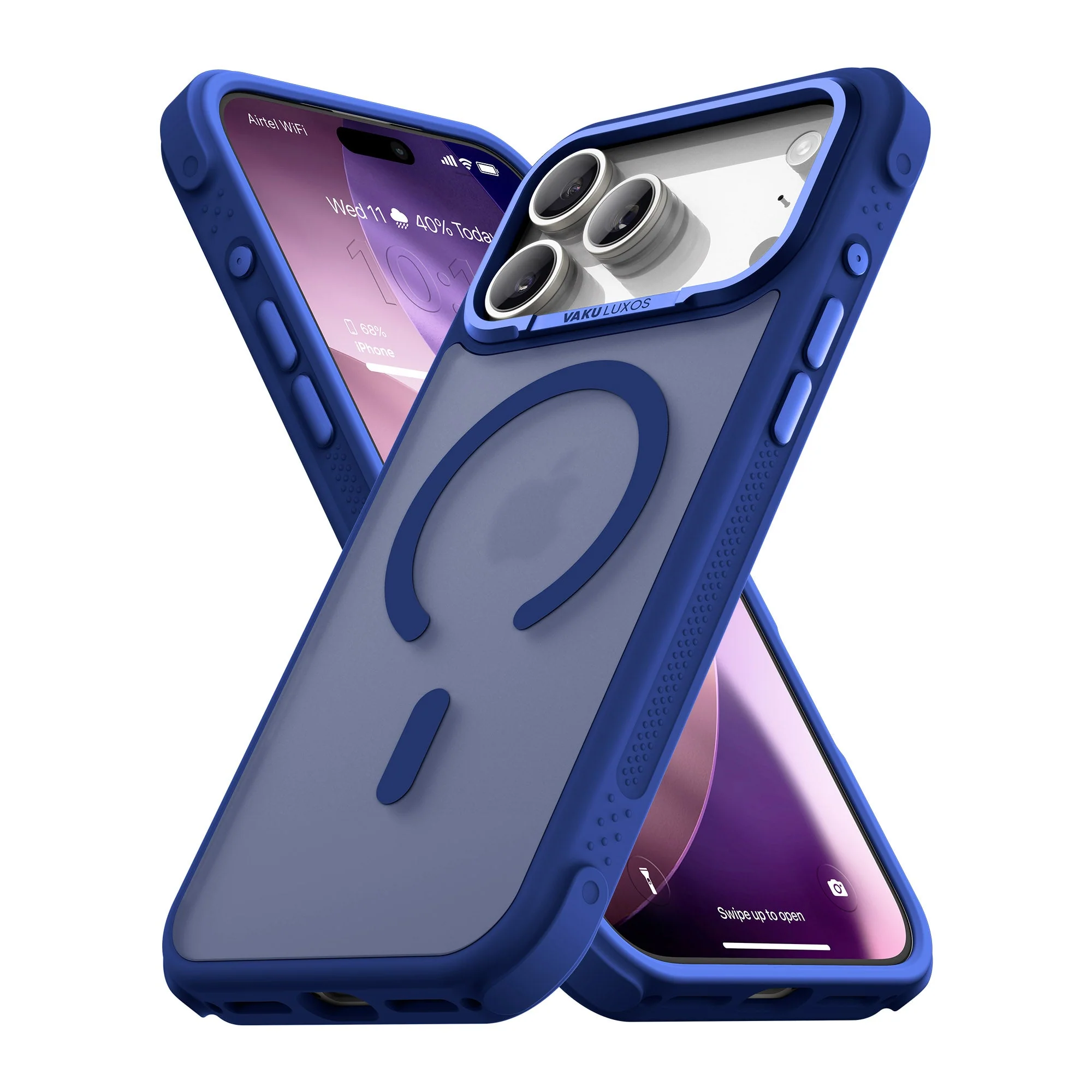Vaku Luxos ® Apple iPhone 17 Pro Thunder Magpro Translucent Scratch Resistant Military-Grade Protection Case With Stand Holder Metal Camera Ring Shockproof Back Cover - Image 4