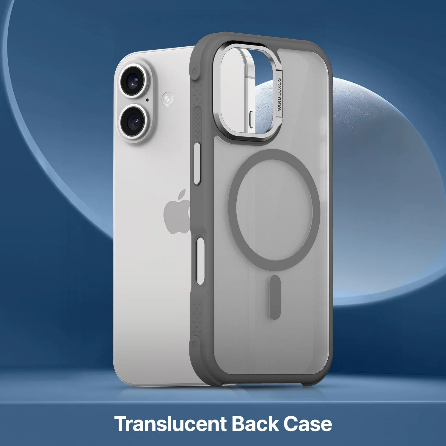 Vaku Luxos ® Apple iPhone 17 Thunder Magpro Translucent Scratch Resistant Military-Grade Protection Case With Stand Holder Metal Camera Ring Shockproof Back Cover - Image 5