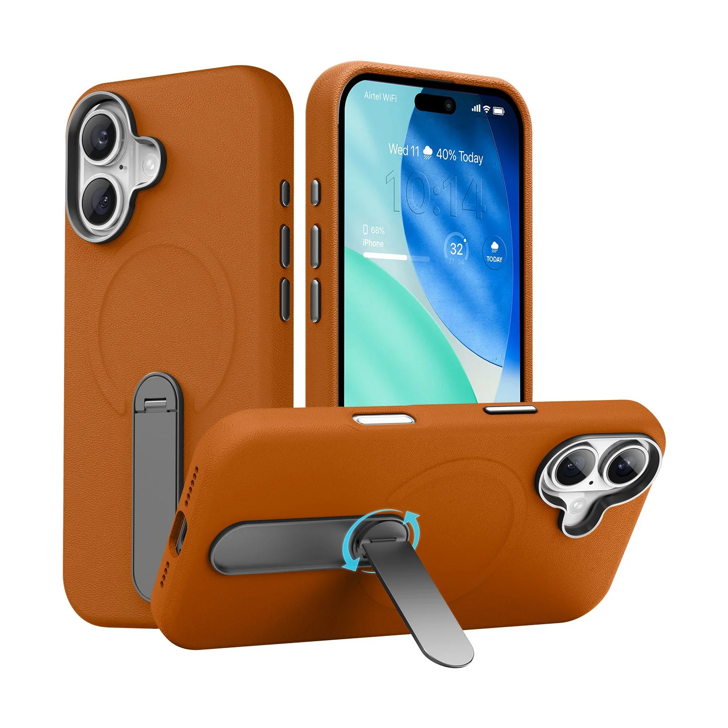 Vaku Luxos ® Apple iPhone 17 Zayro Magpro Leather Scratch Resistant Military-Grade Case With Alloy Metal Stand Shockproof Protective Back Cover - Image 6