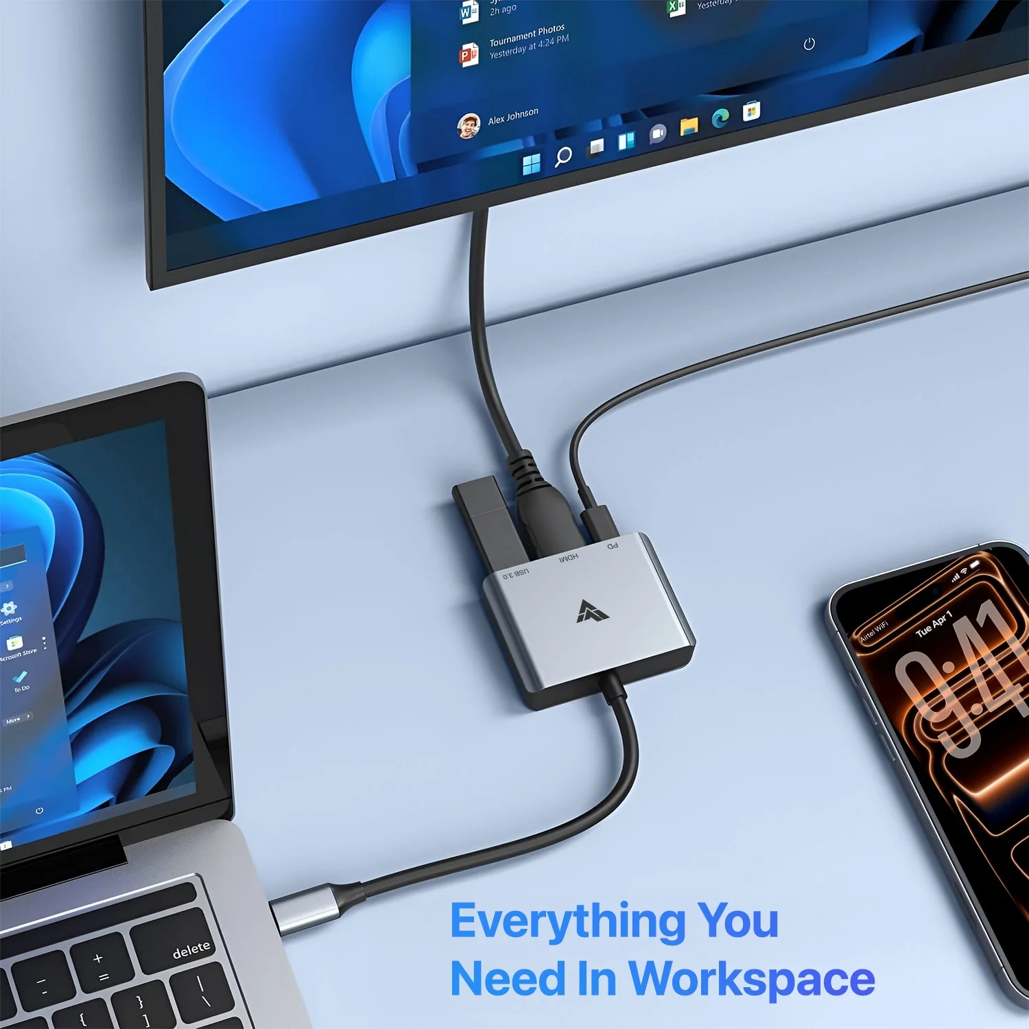 Vaku Luxos ® OMNITRIX 3-IN-1 USB HUB Multiport Adapter 4K HDMI USB 3.0/2.0 Ports - Image 2
