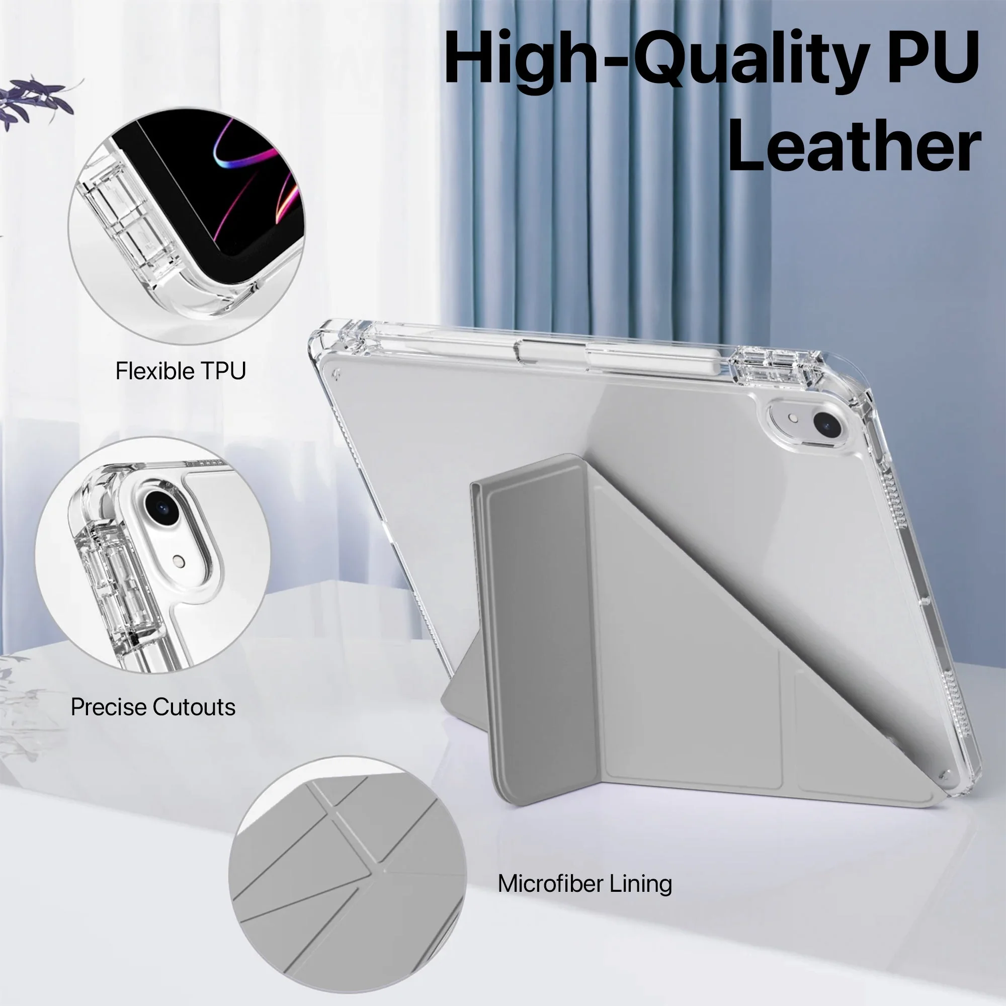Vaku Luxos ® TRANSLUVO Y-FOLD iPad (A16) 11th/10th Generation (2025/2022) Free-Angle Viewing with Adjustable Stand 11-inch/10.9-inch Pencil Holder Case - Image 8