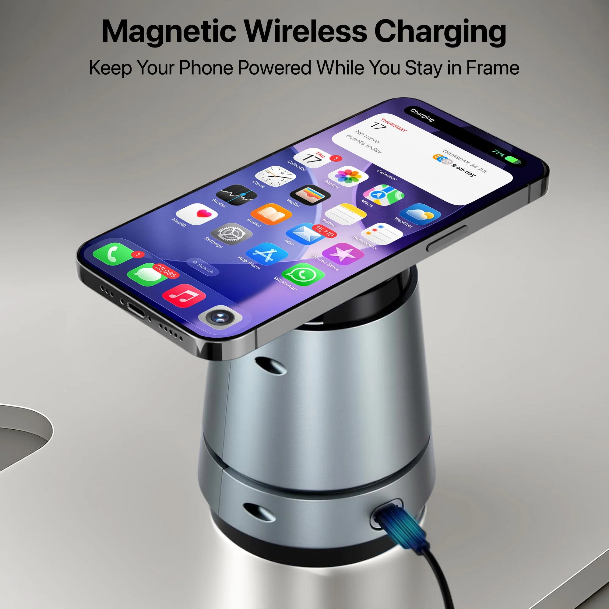 Vaku Luxos ® TREXO CAM AI Face Tracking Selfie Stand With 2000mAh Wireless Power Bank and 360° Rotation For Vlogging & Live Streaming - Image 7