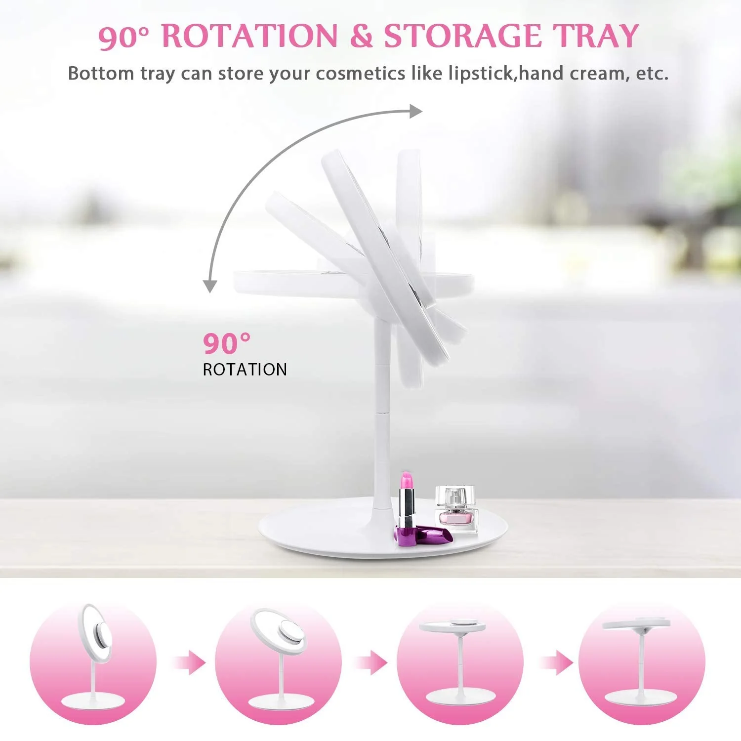 Vanityy: LED Makeup Mirror with Touch Screen, Adjustable Brightness & Rechargeable Light for Flawless Beauty Routine - Image 6