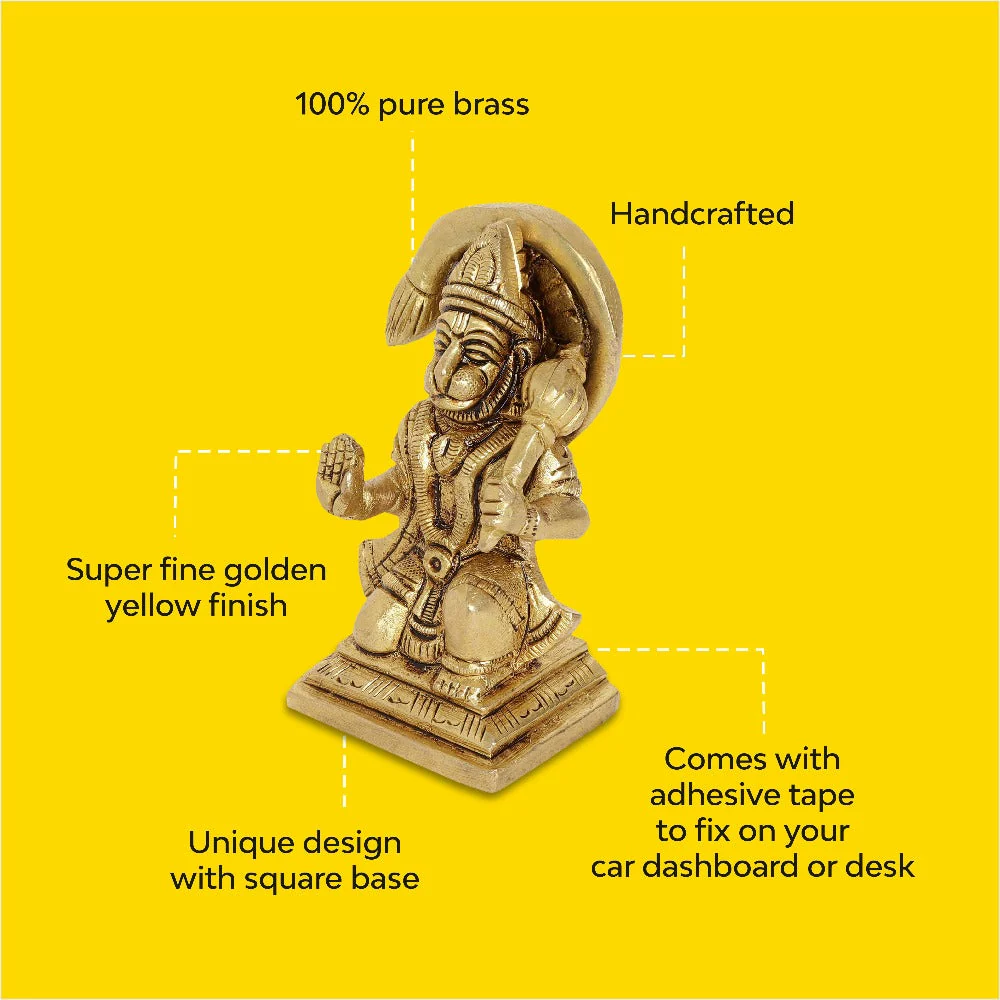 Veera Hanuman Brass Idol | 100% Pure Brass | Antique Finish - Image 7