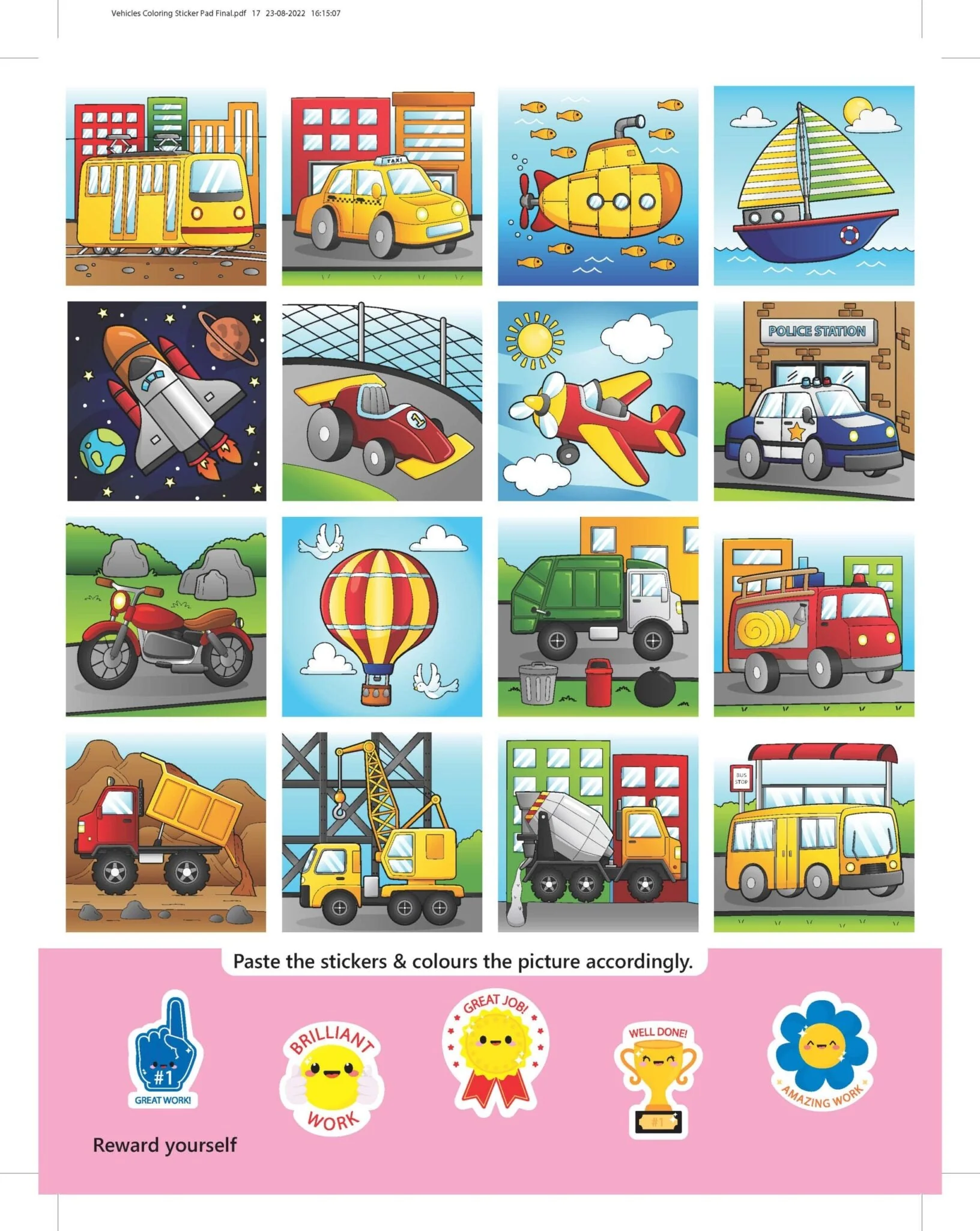 Vehicles- It's Colour time with Stickers - Image 8